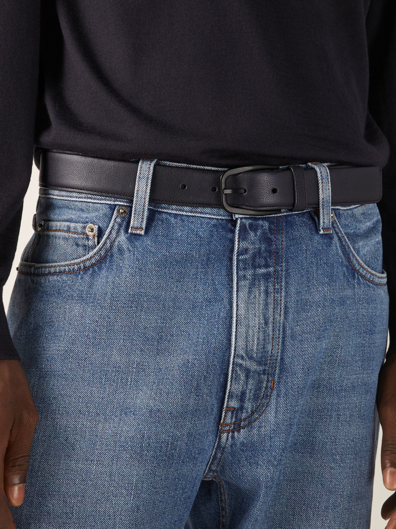 BLACK NATURAL GRAIN LEATHER BELT 3