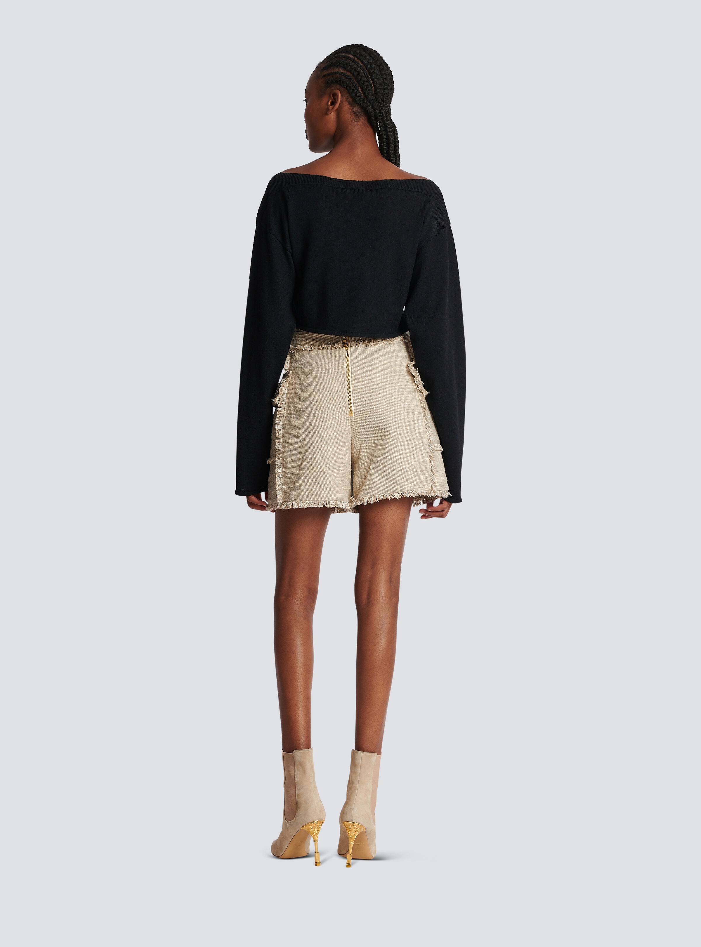Cropped jacquard jumper with Balmain logo - 4