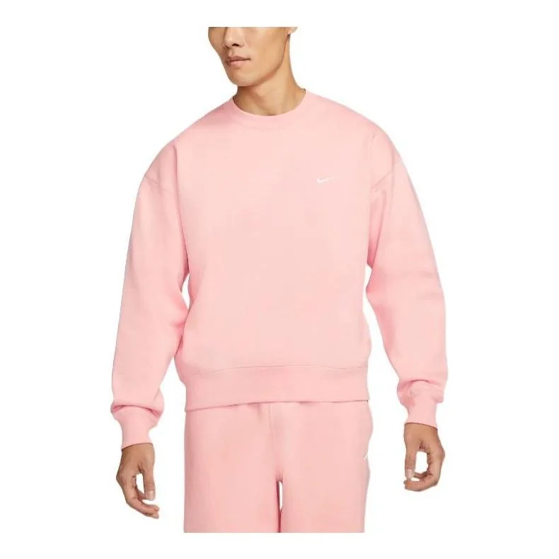 남자 나이키 단단한 색깔 로고 수를 놓은 둥근 목 Pullover 분홍색 DA0318-697 - 1