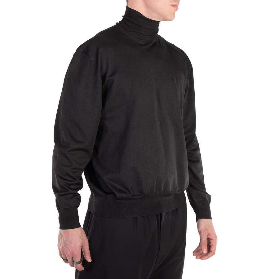 Balenciaga Men's Black BB Oversized High-Neck Sweater, Brand Size 1 (Small) - 2