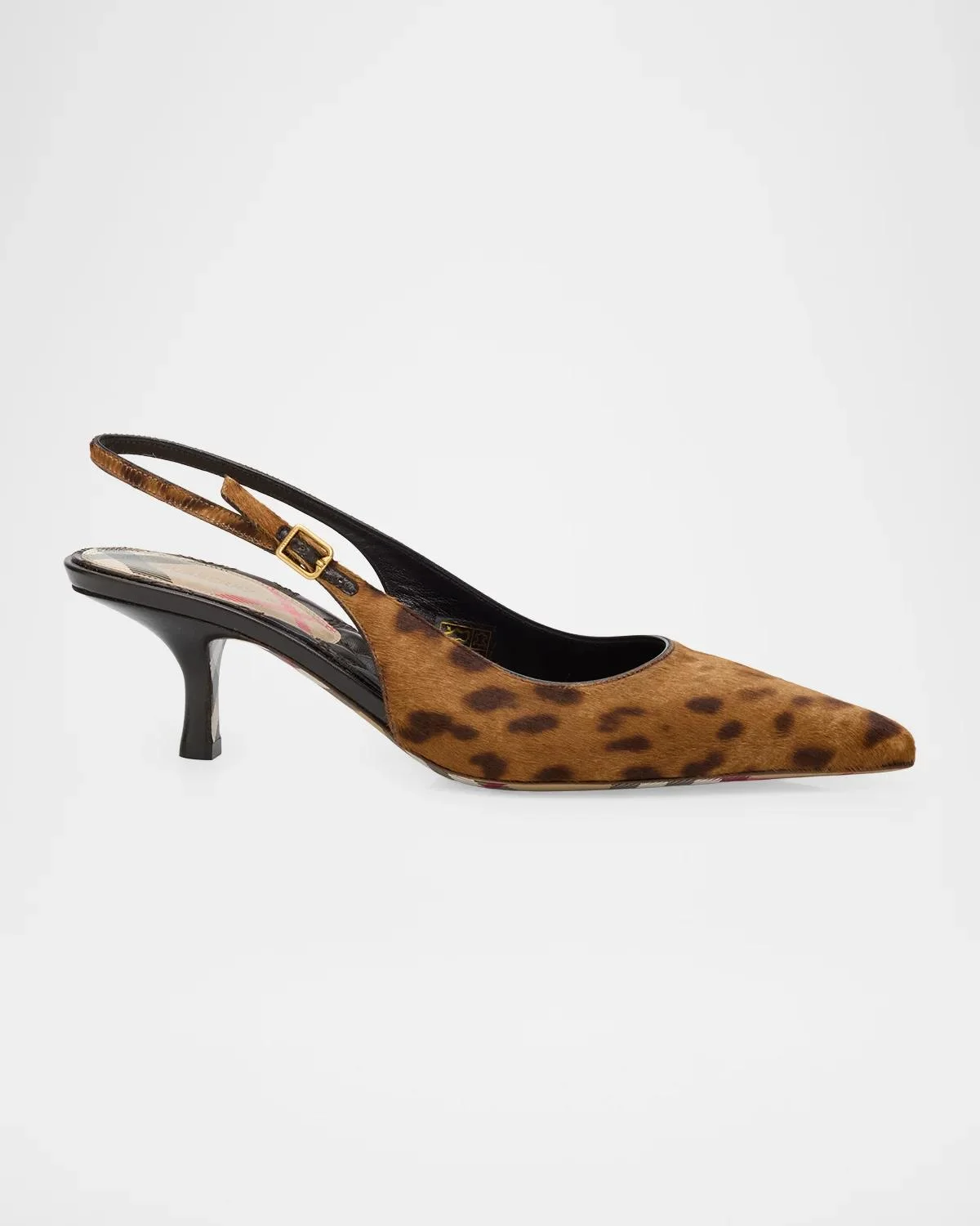 55mm Leopard Calf Hair Slingback Pumps - 1