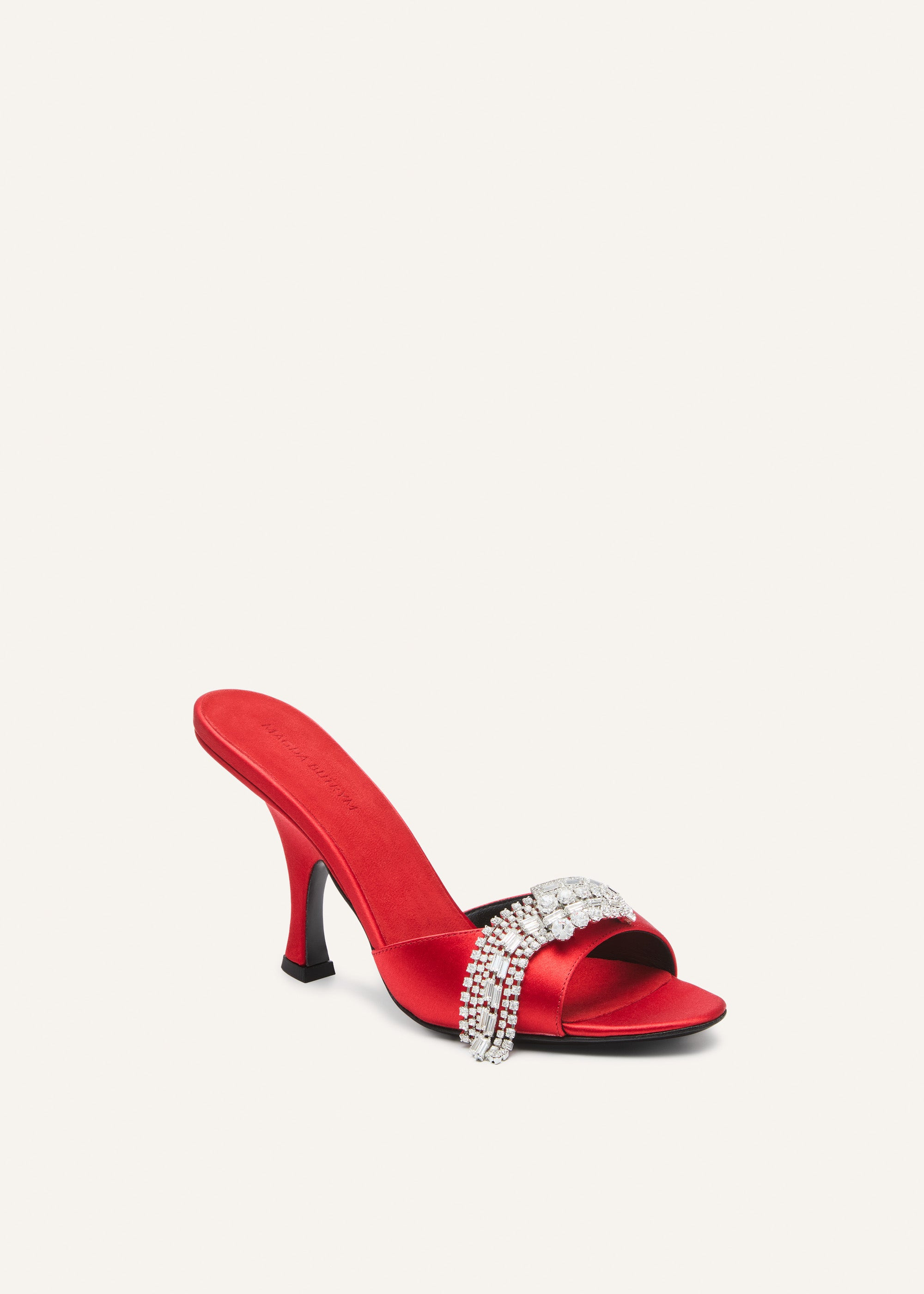 Crystal-embellished satin mules in red - 2