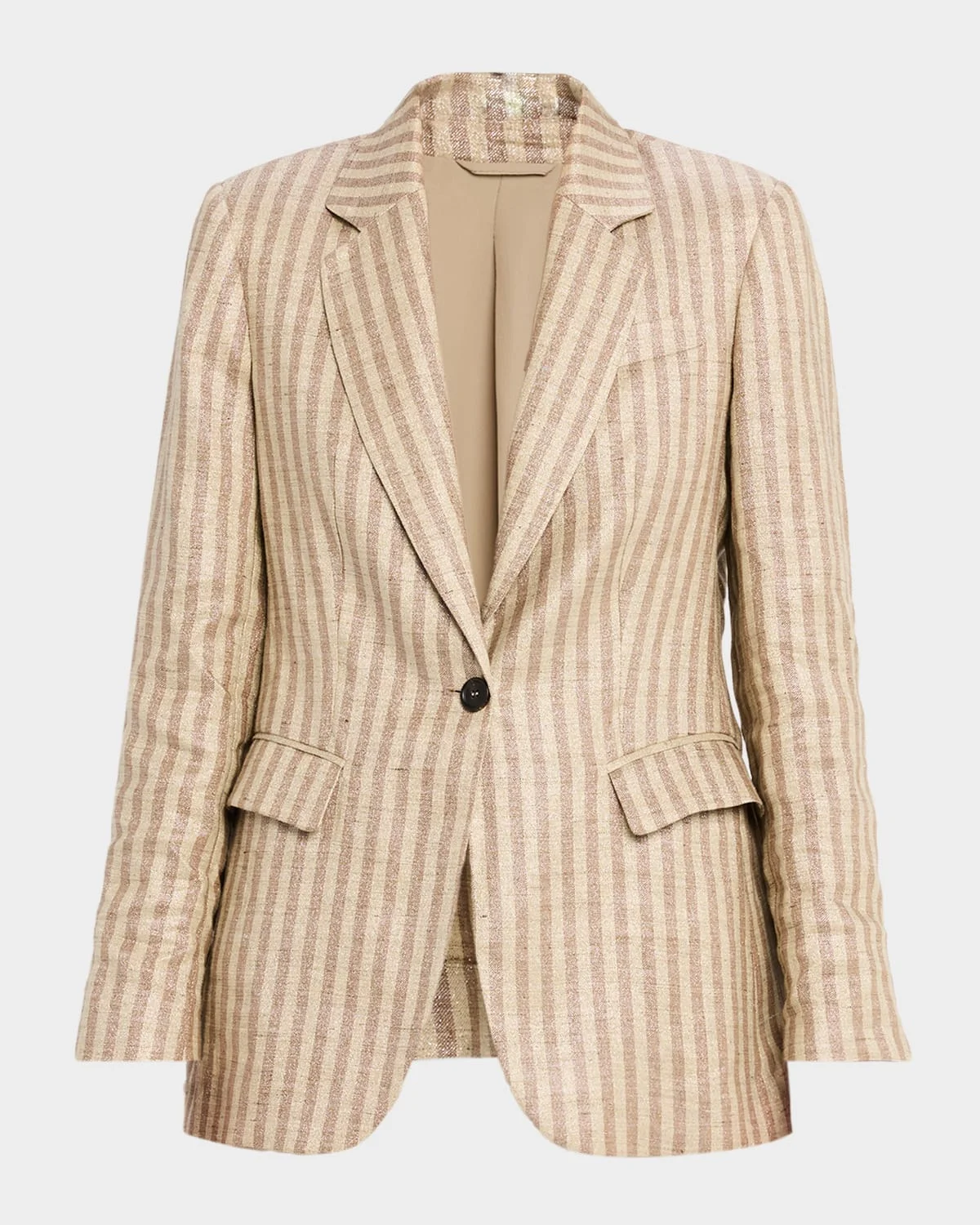 Sparkling Striped Single-Breasted Jacket - 1
