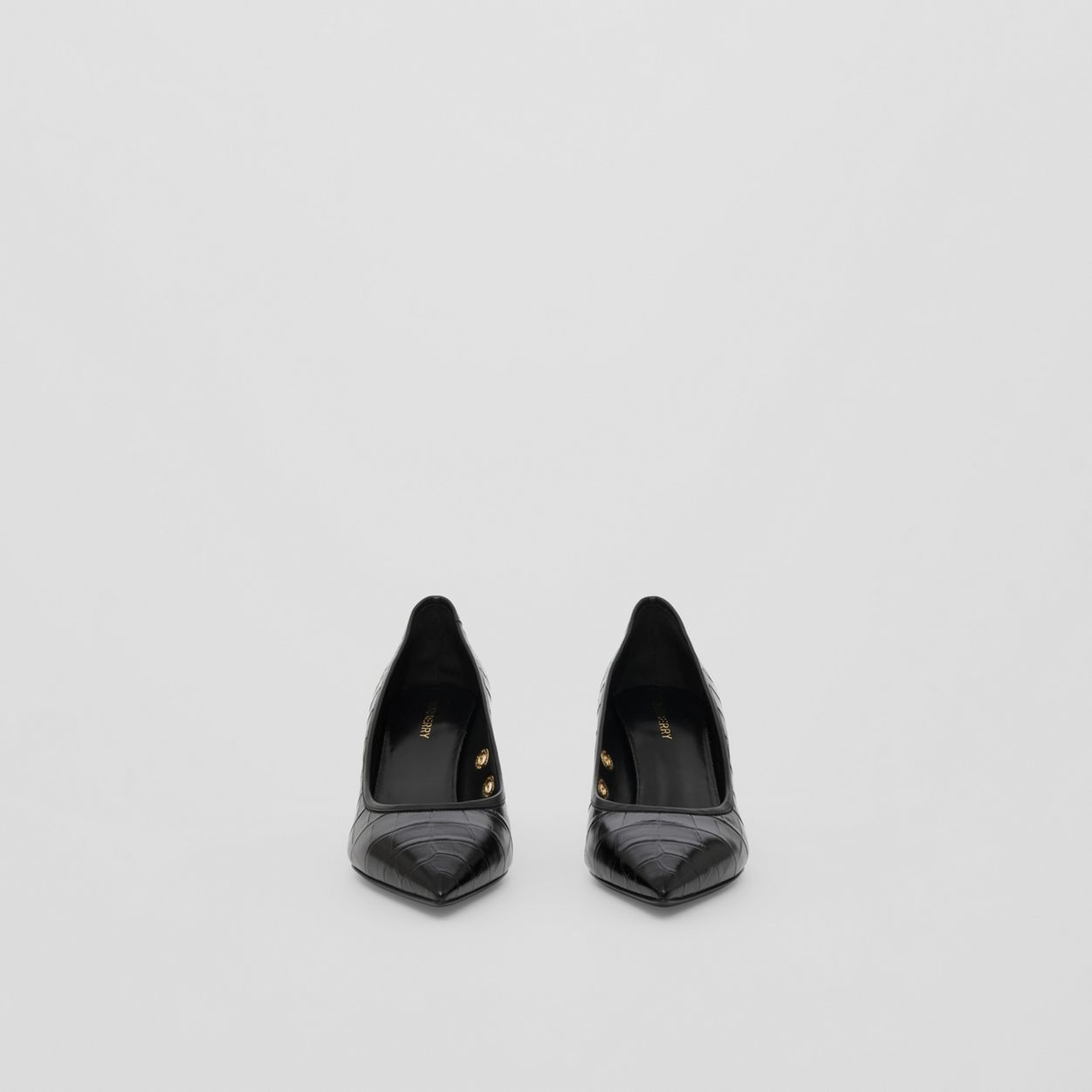 Embossed Leather Point-toe Pumps - 4