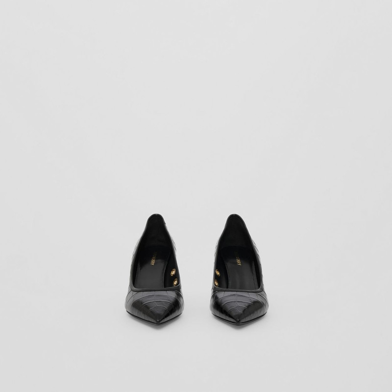 Embossed Leather Point-toe Pumps 4