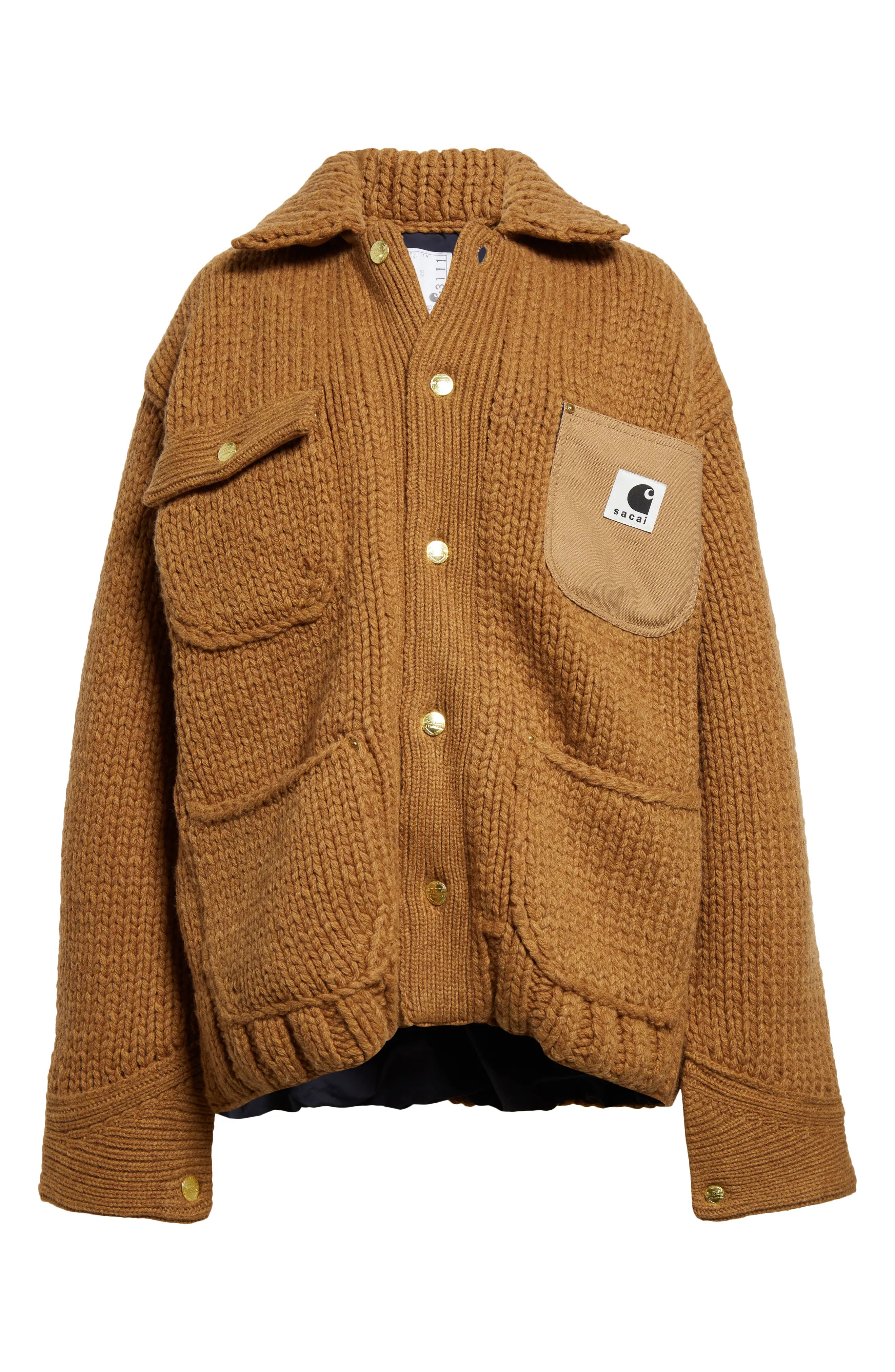 Carhartt WIP Logo Patch Wool Blend Knit Jacket - 7