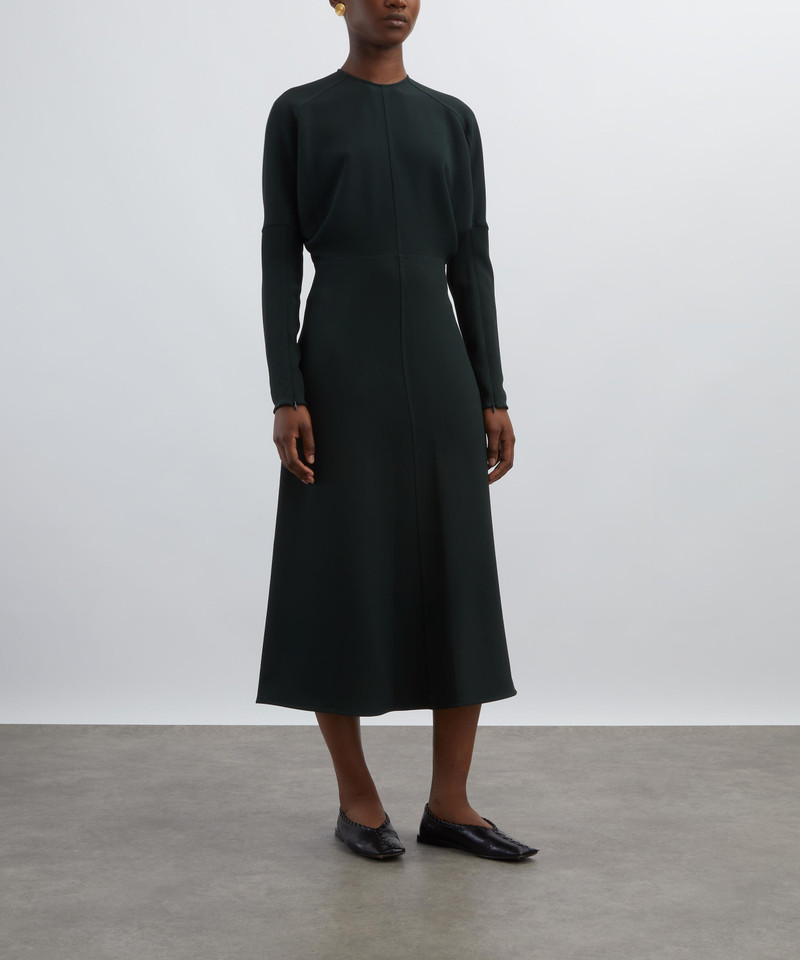 Victoria Beckham Dark Pine Long Sleeve Dolman Midi Dress outlook