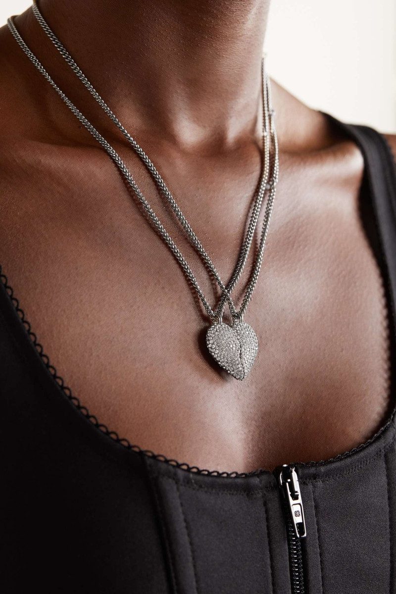 BALENCIAGA Lovelock set of two silver-tone crystal necklaces outlook
