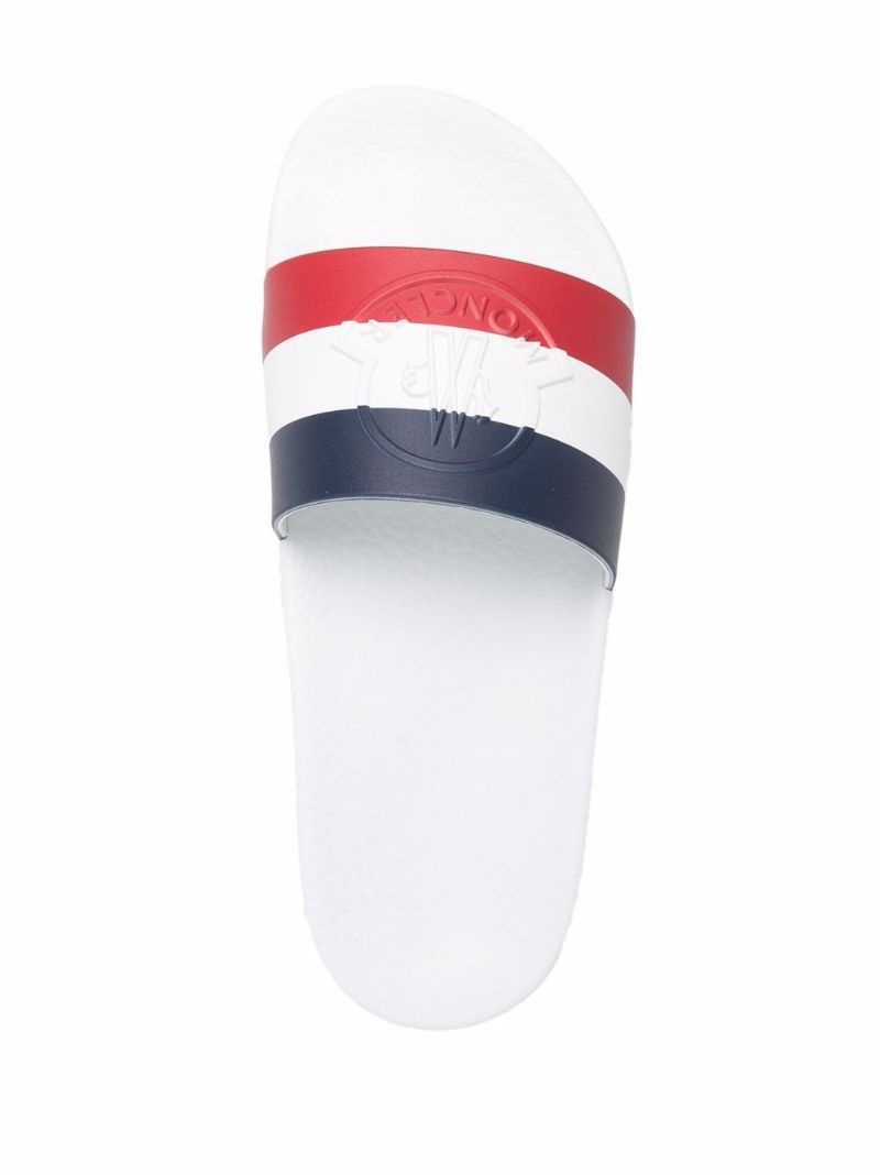 striped embossed-logo slides - 4