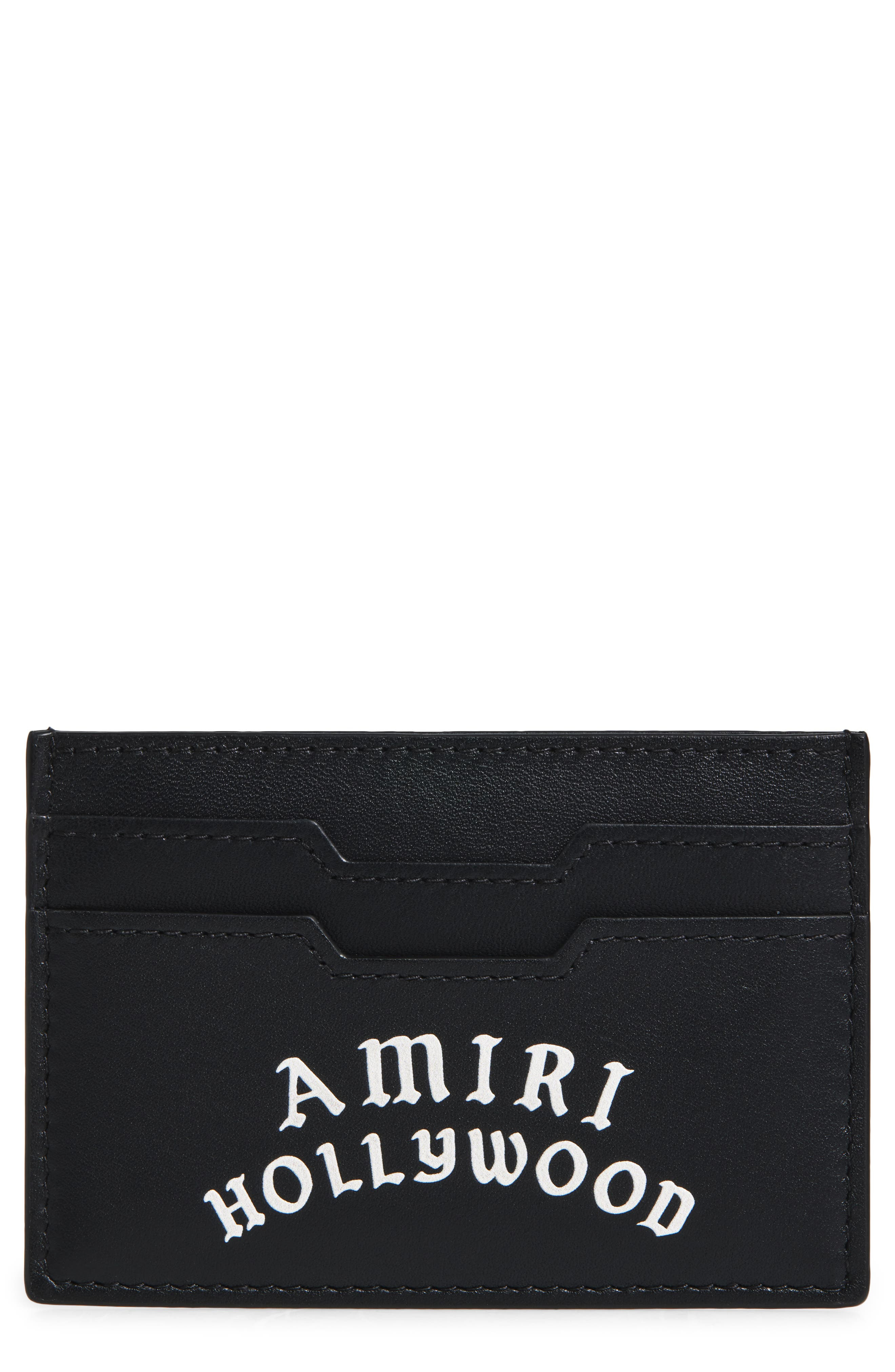 AMIRI Hollywood Leather Card Holder in Black at Nordstrom - 1