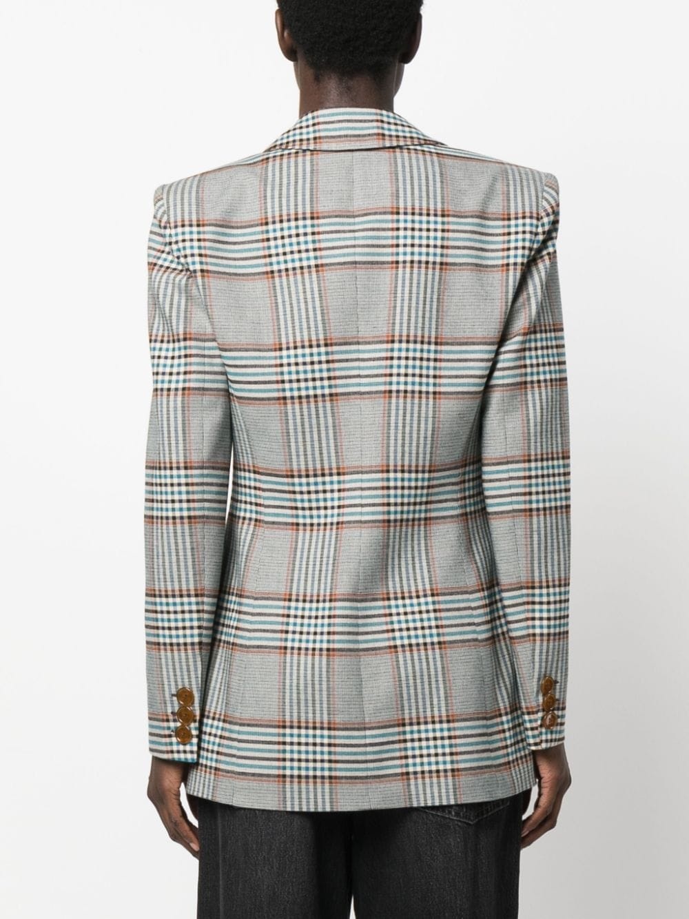 checked single-breasted blazer - 4