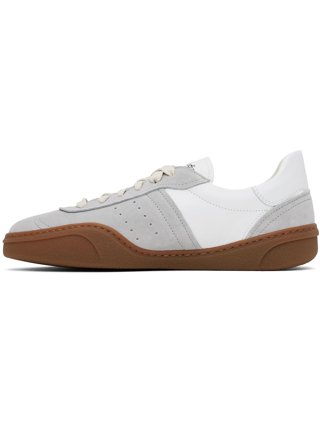 White & Gray Lace-up Sneakers - 3