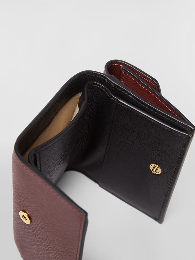 TRI-FOLD WALLET IN MONO-COLOURED SAFFIANO LEATHER - 4