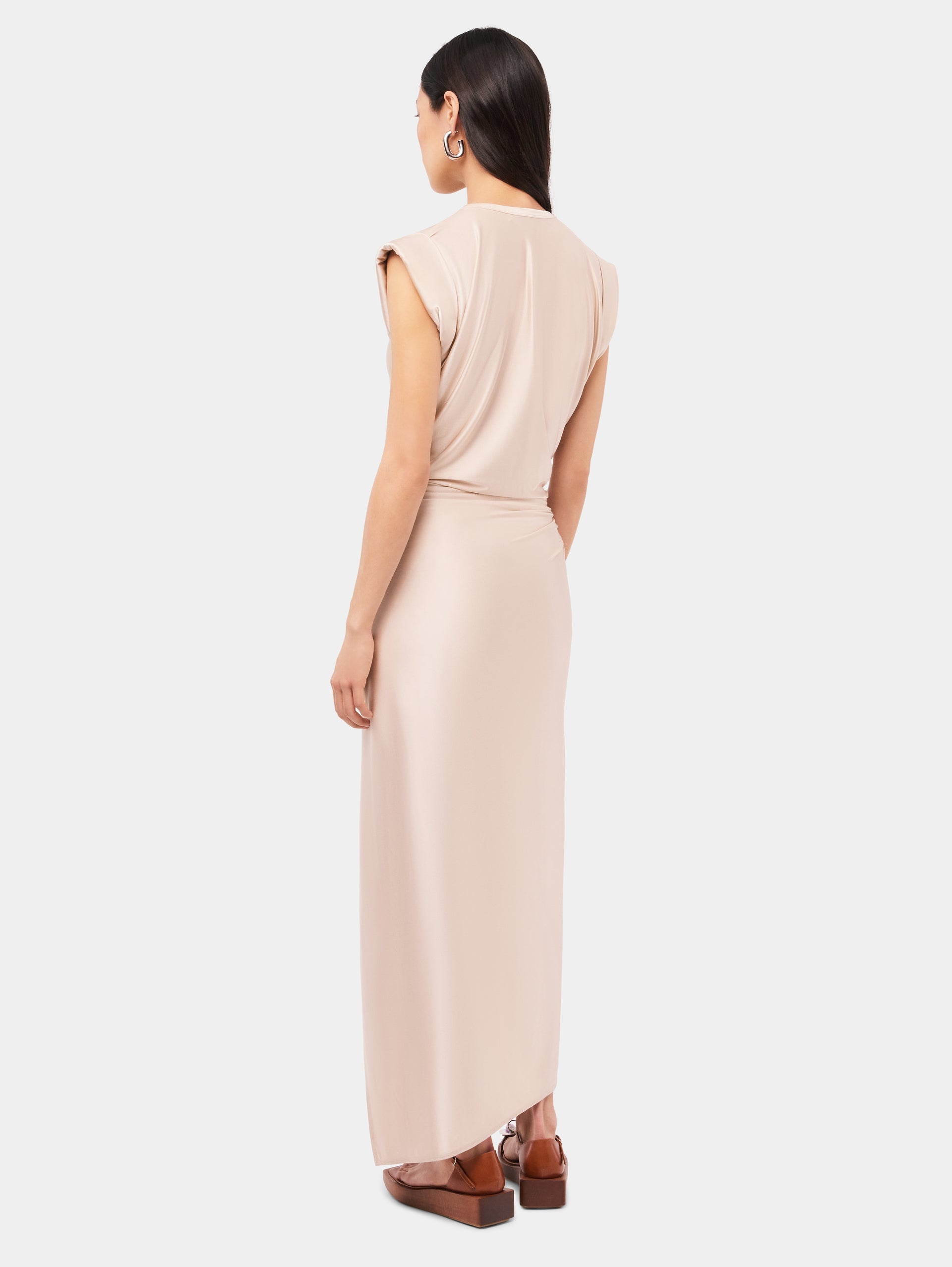 NUDE DRAPÉ PRESSION DRESS WITH SIGNATURE PIERCING - 4