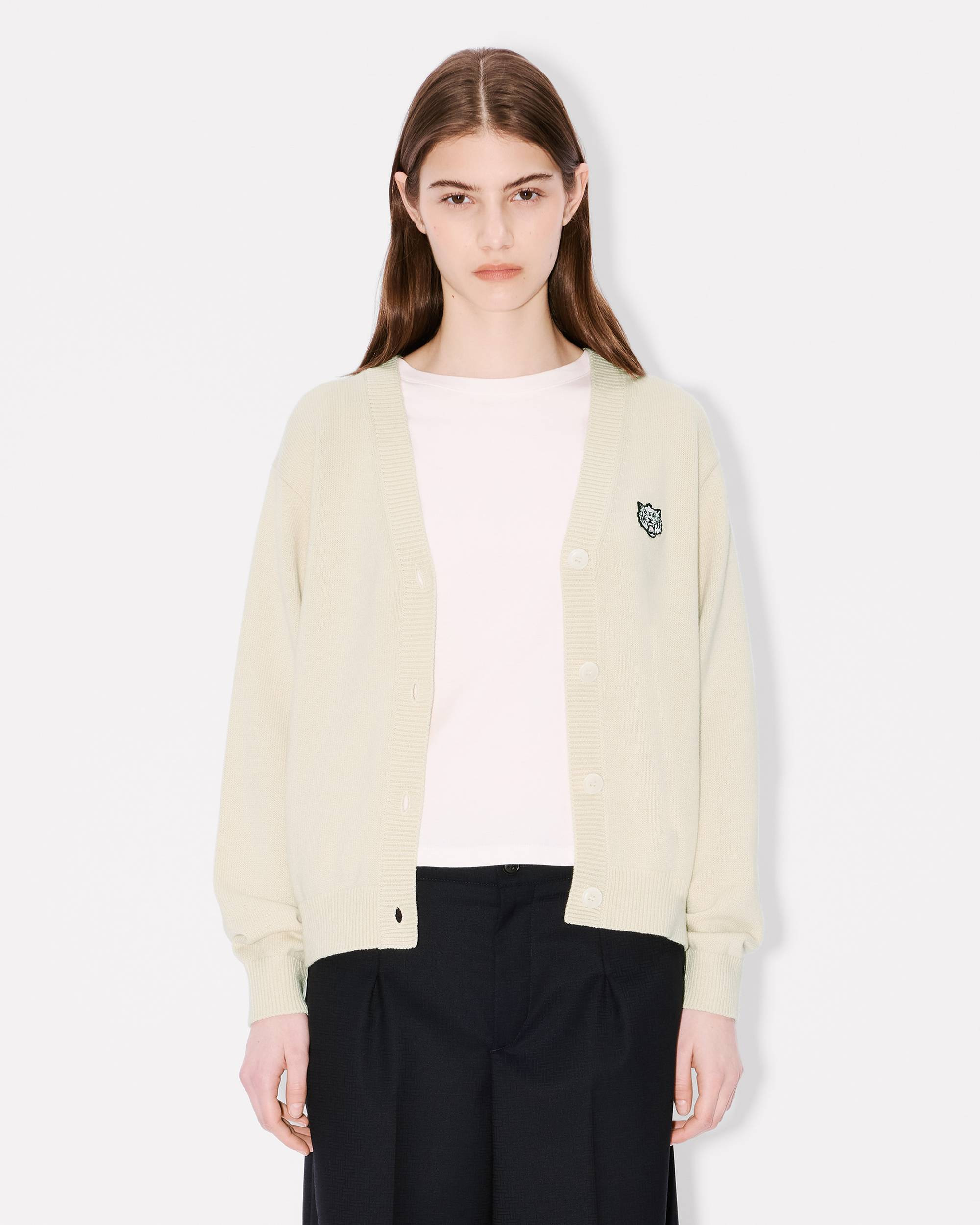 'KENZO Happy Tiger' embroidered cardigan in wool cotton - 3