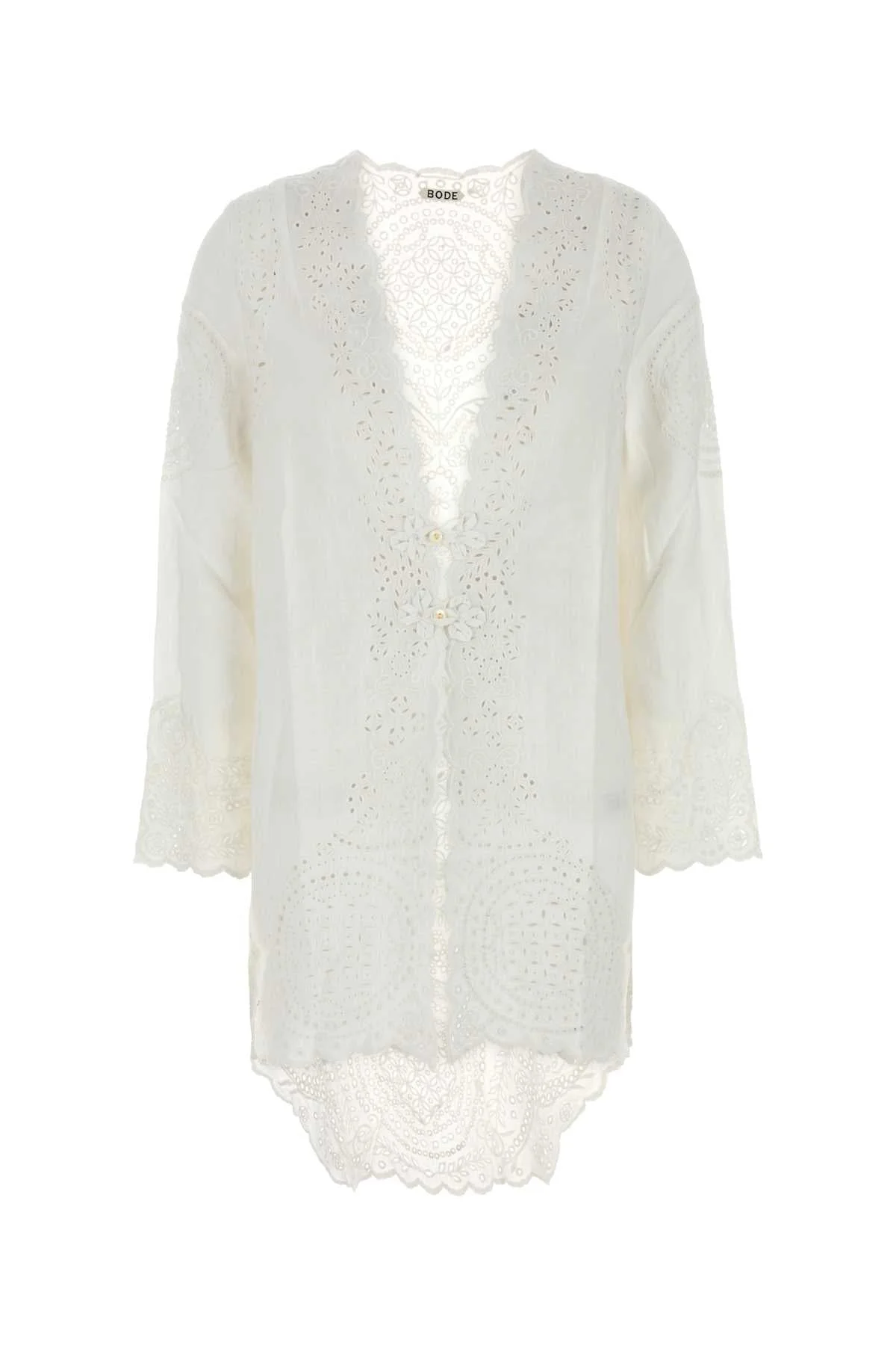 Bode Women White Linen Belvoir Blouse - 1