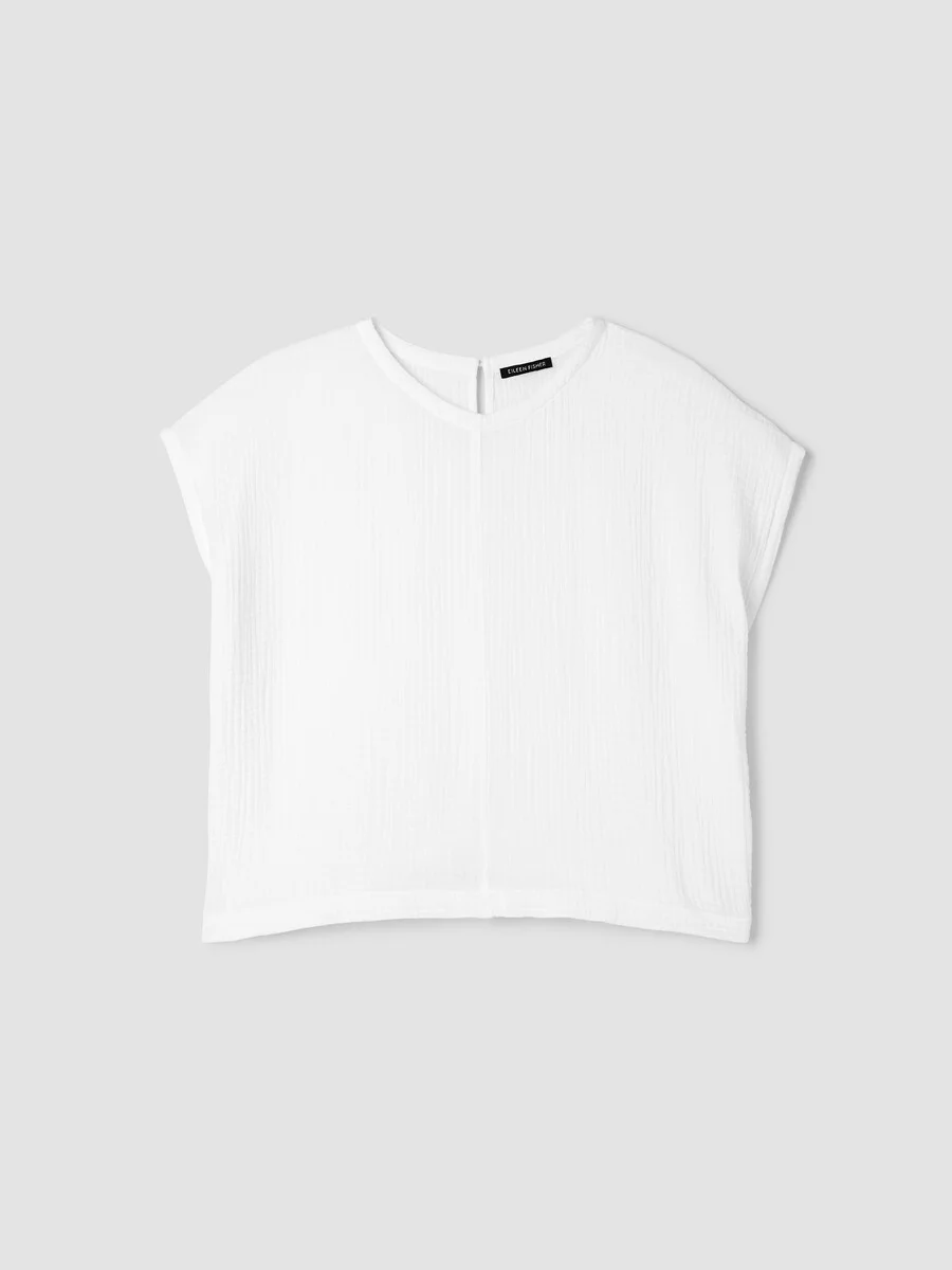 Organic Cotton Lofty Gauze Round Neck Box-Top - 1