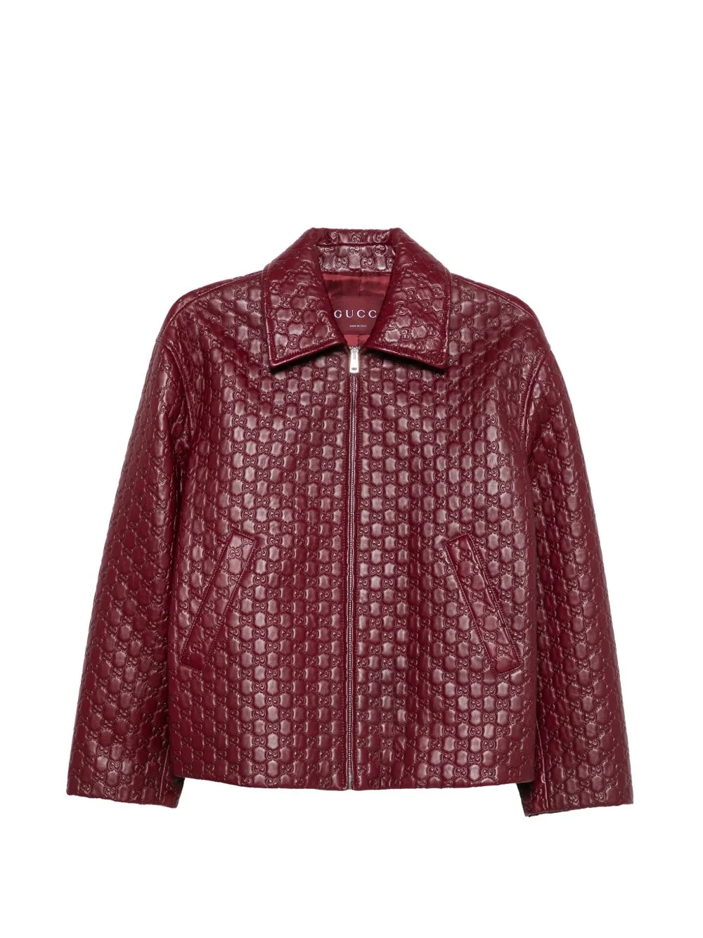 embossed GG leather jacket - 1