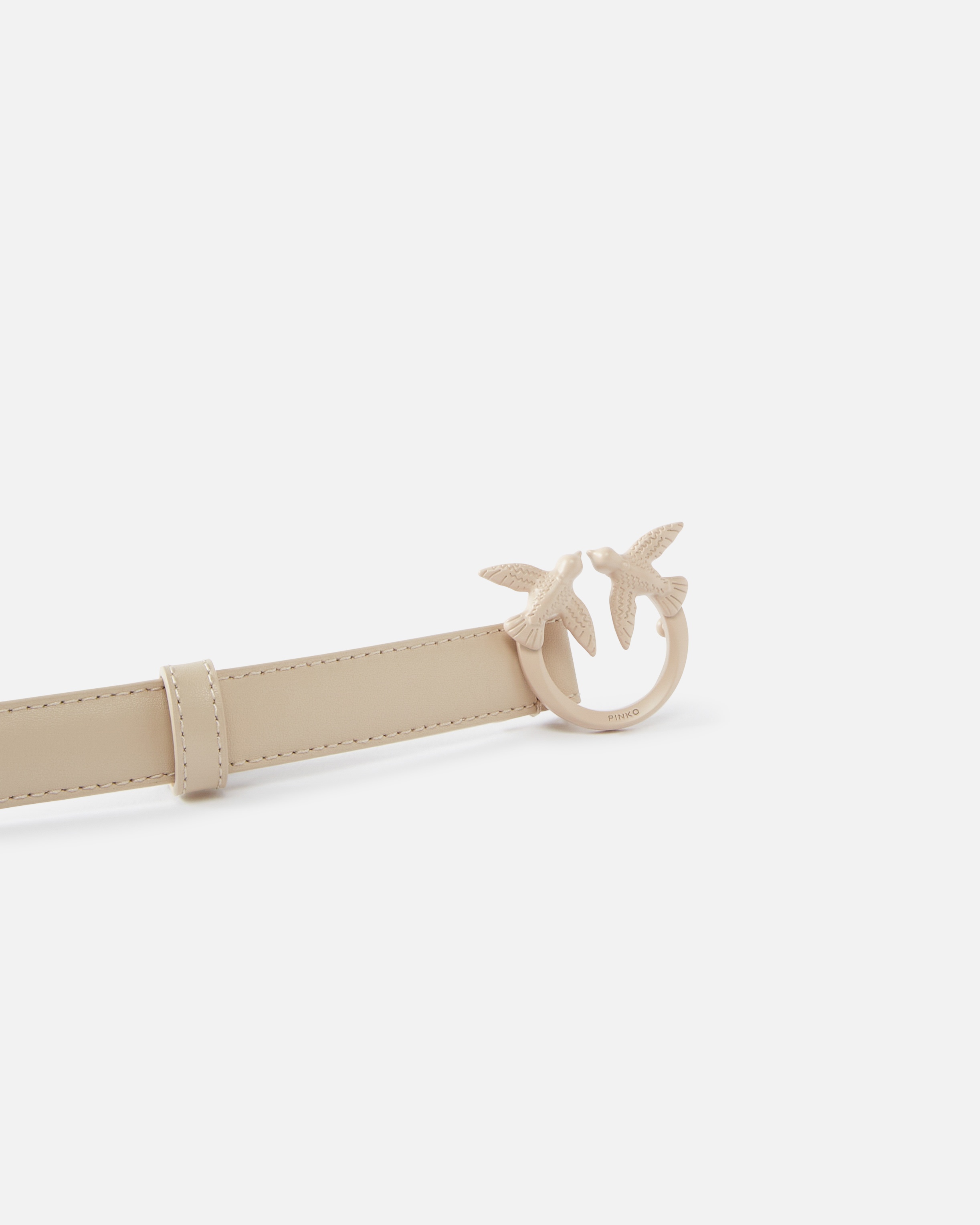 THIN COLOUR-BLOCK LOVE BIRDS LEATHER BELT 2CM - 5