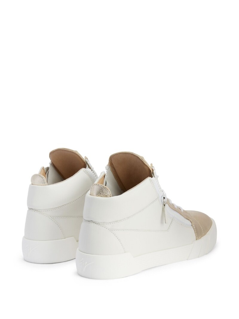 high-top leather zip-up sneakers - 3