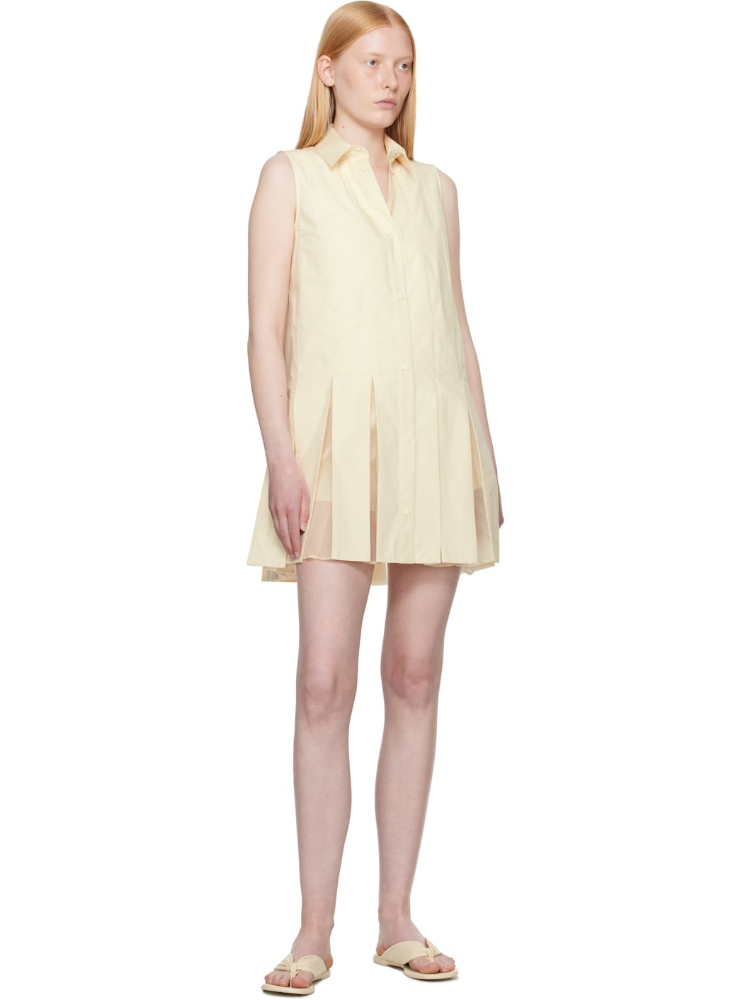 Off-White Cotton Silk Shirt Minidress & Shorts Set - 5