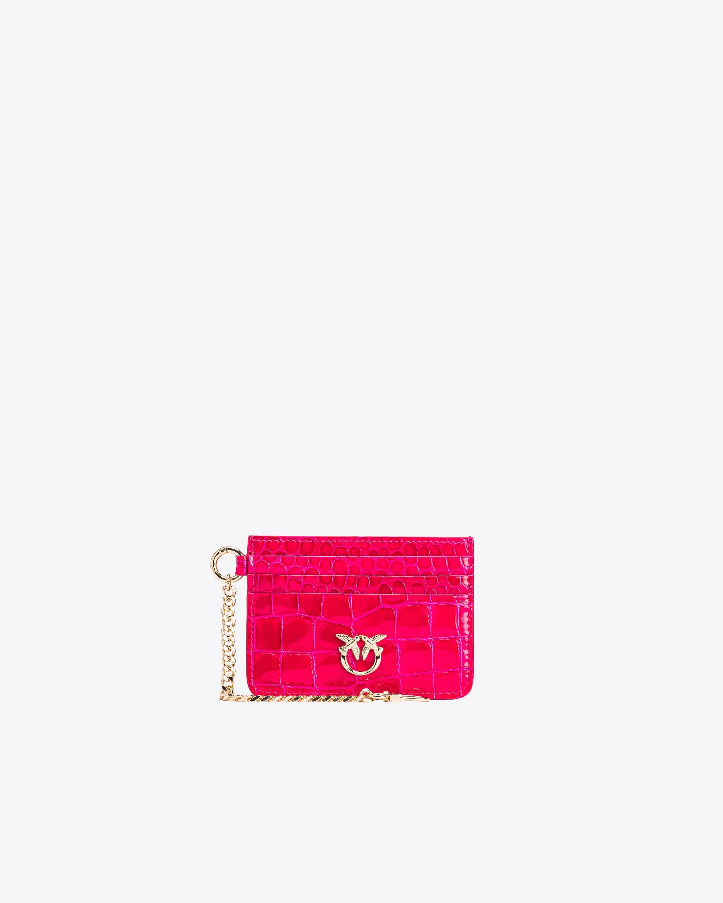 PINKO GALLERIA CARD HOLDER IN SHINY COLOURED CROC-PRINT LEATHER - 1