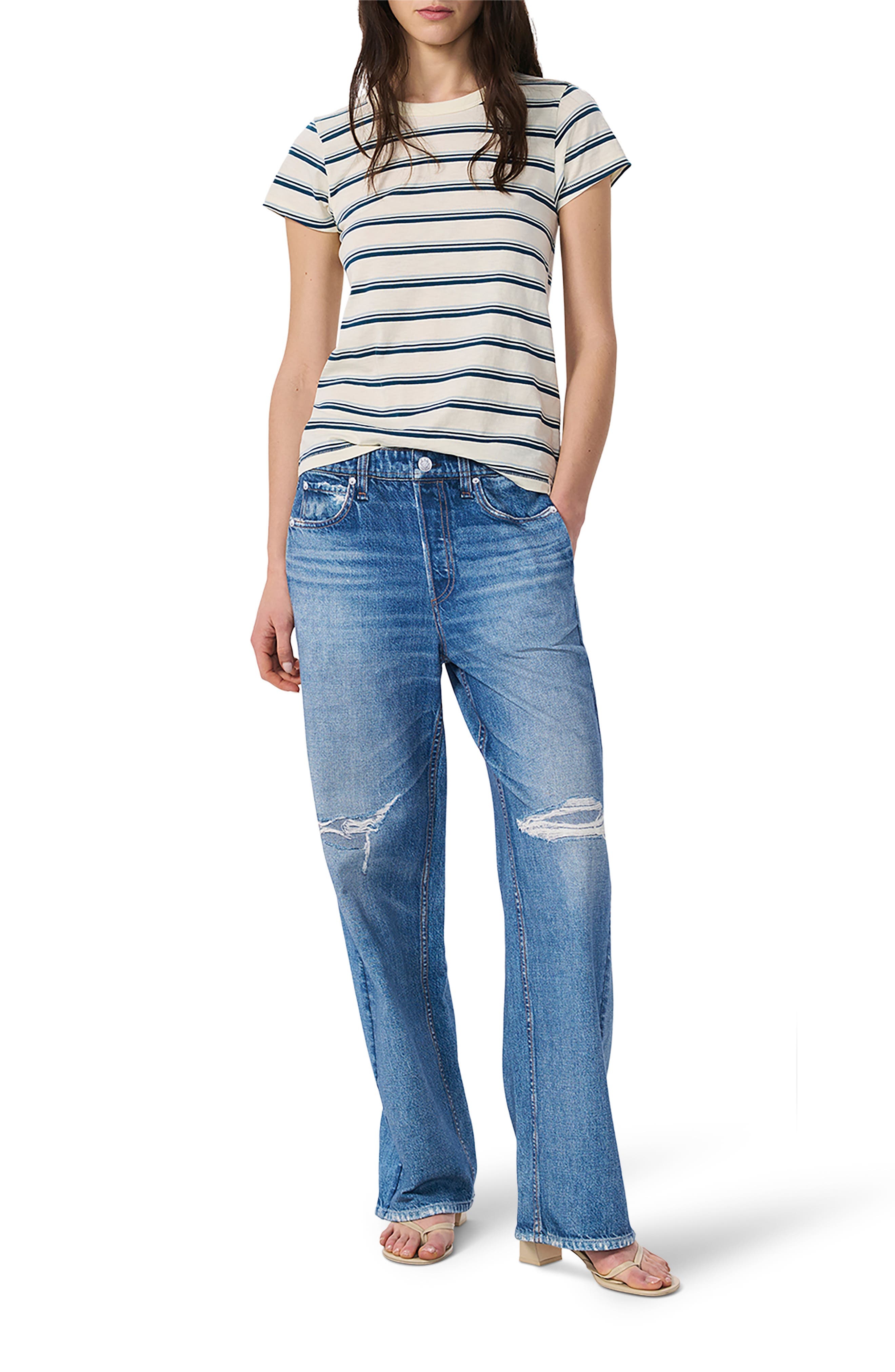 rag & bone The Slub Stripe T-Shirt in Ivblm at Nordstrom - 7