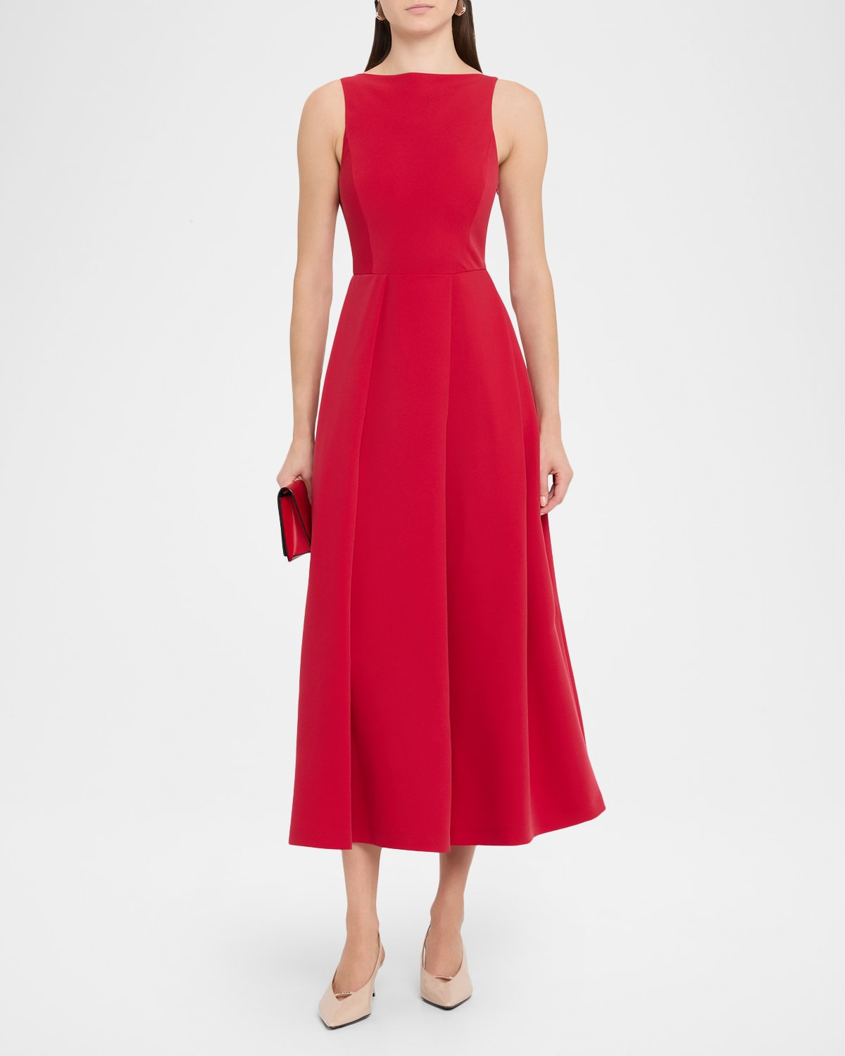 Sleeveless Pleated Techno Cady Midi Dress - 2