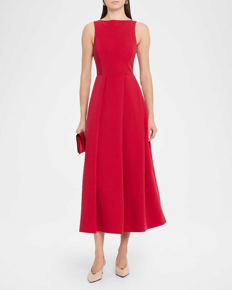 EMPORIO ARMANI Sleeveless Pleated Techno Cady Midi Dress outlook