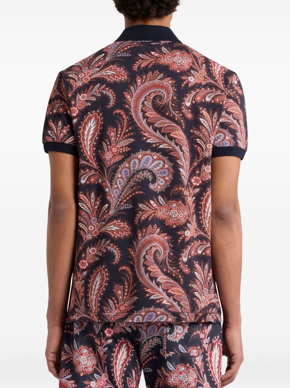 paisley-print cotton polo shirt - 4