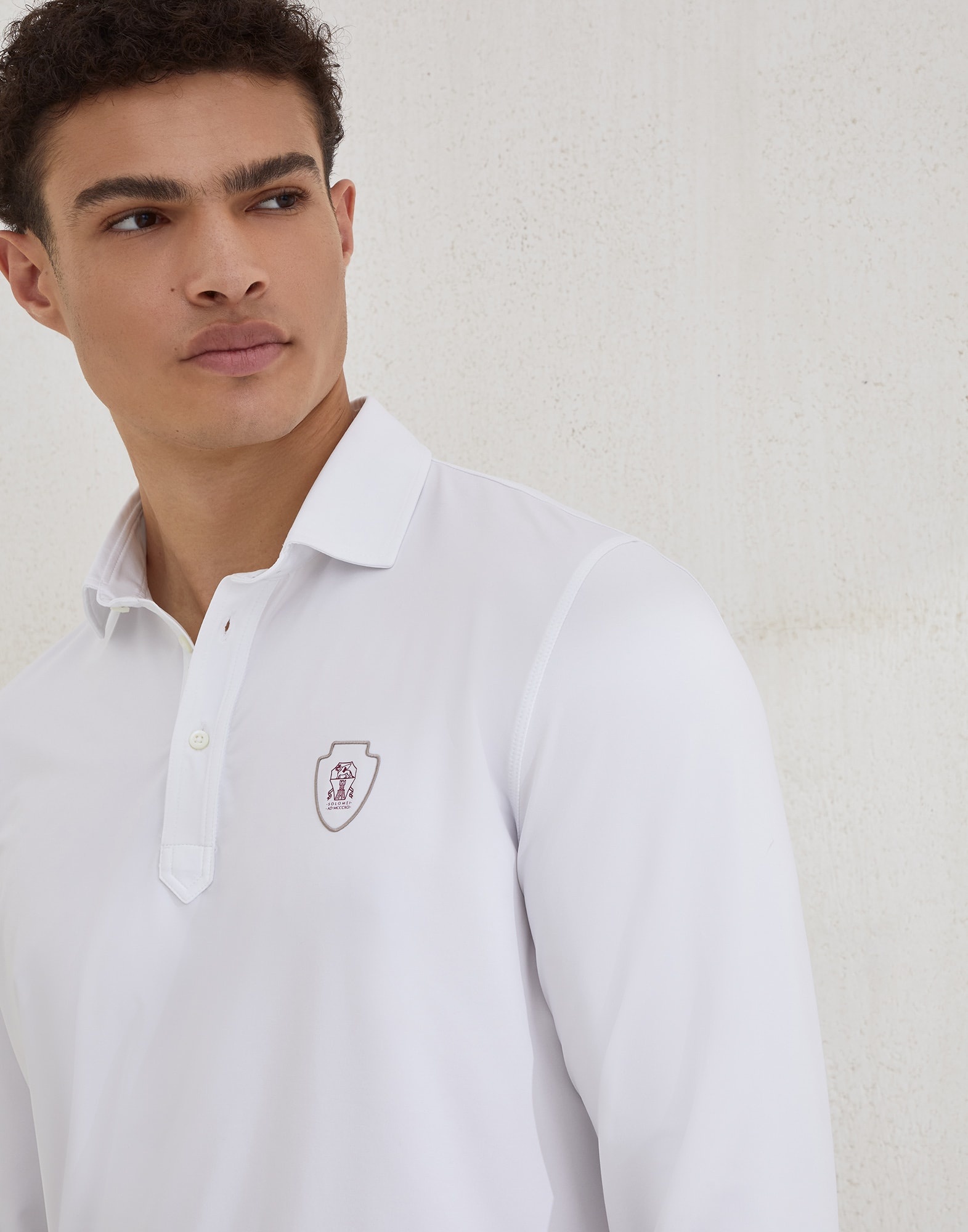 Comfort nylon long sleeve polo shirt with shirt-style collar and logo - 3