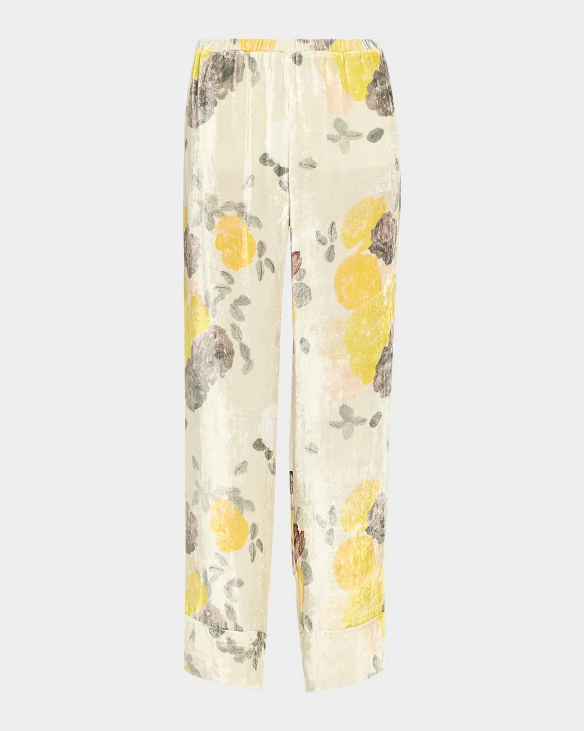Louis Floral Velvet Straight-Leg Pajama Pants - 1