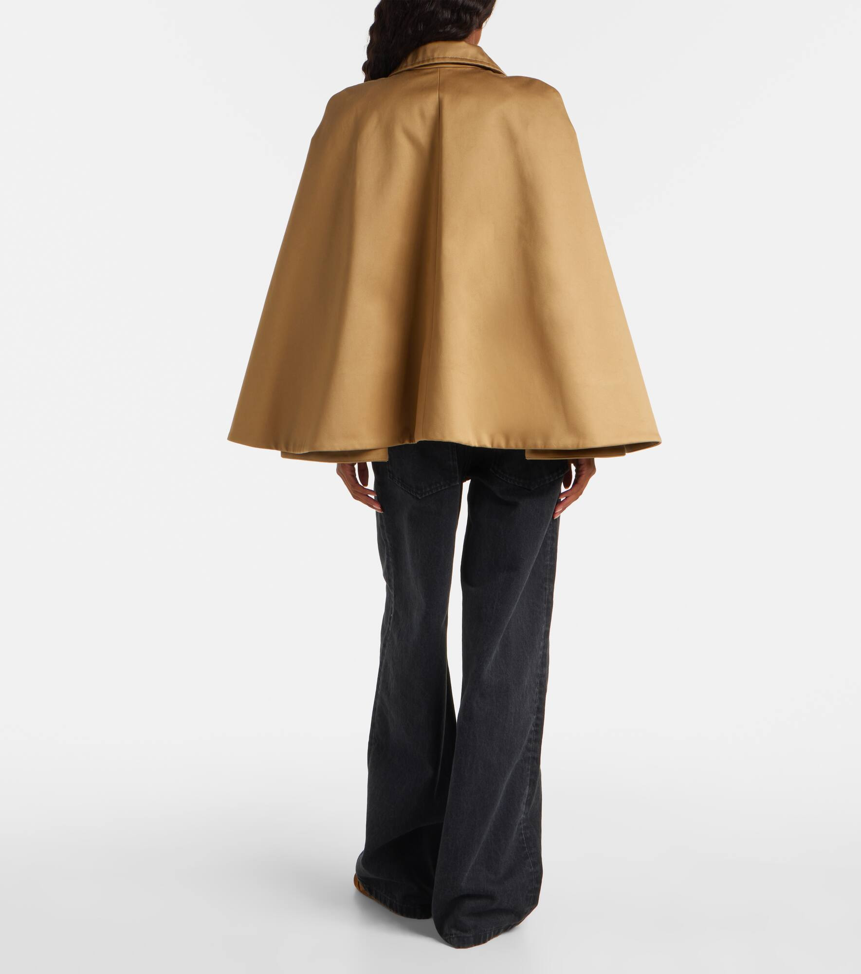 Caped double-breasted cotton gabardine jacket - 3