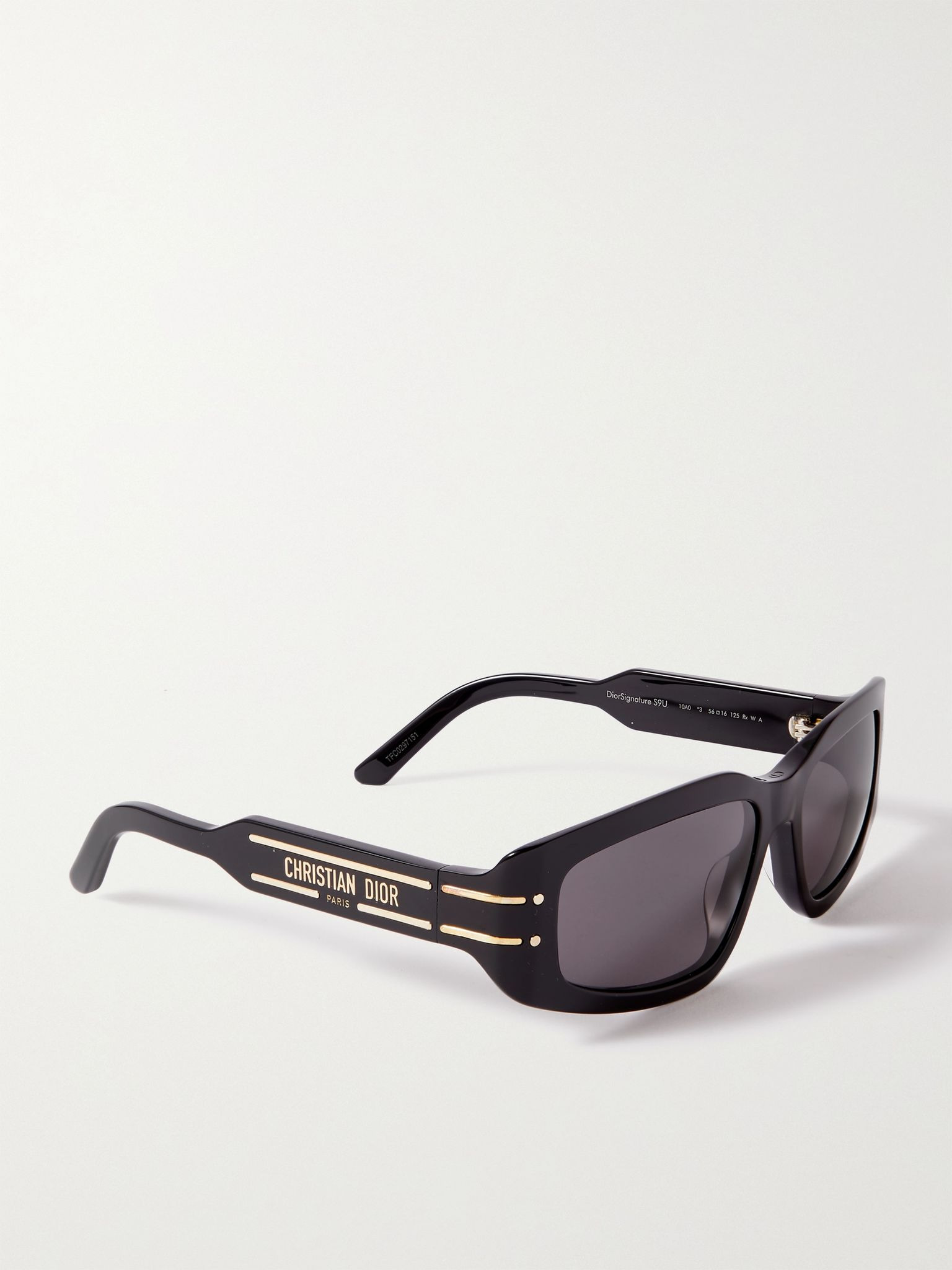 DiorSignature S9U rectangular-frame acetate and gold-tone sunglasses Black - 3