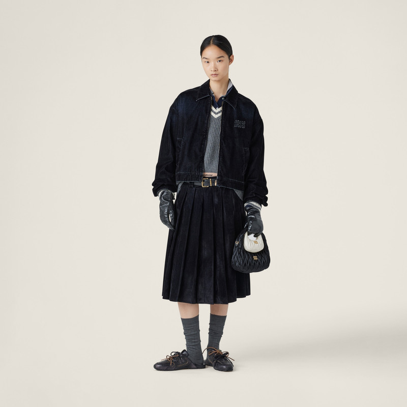 Miu Miu Flocked chambray blouson jacket outlook