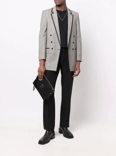 SAINT LAURENT double-breasted contrast-trim blazer outlook