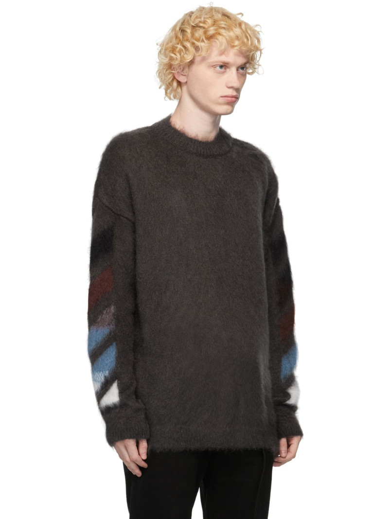 Off-White Grey Brushed Diag Sweater outlook