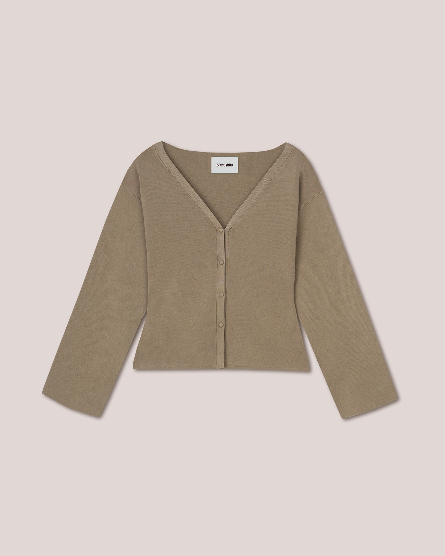 MARI - V-neck cardigan - Silver mink - 1