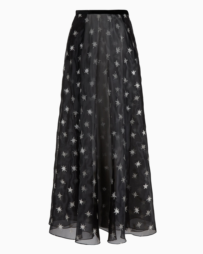 ORGANZA LONG SKIRT WITH ALL-OVER STAR EMBROIDERY AND VELVET WAISTBAND 1