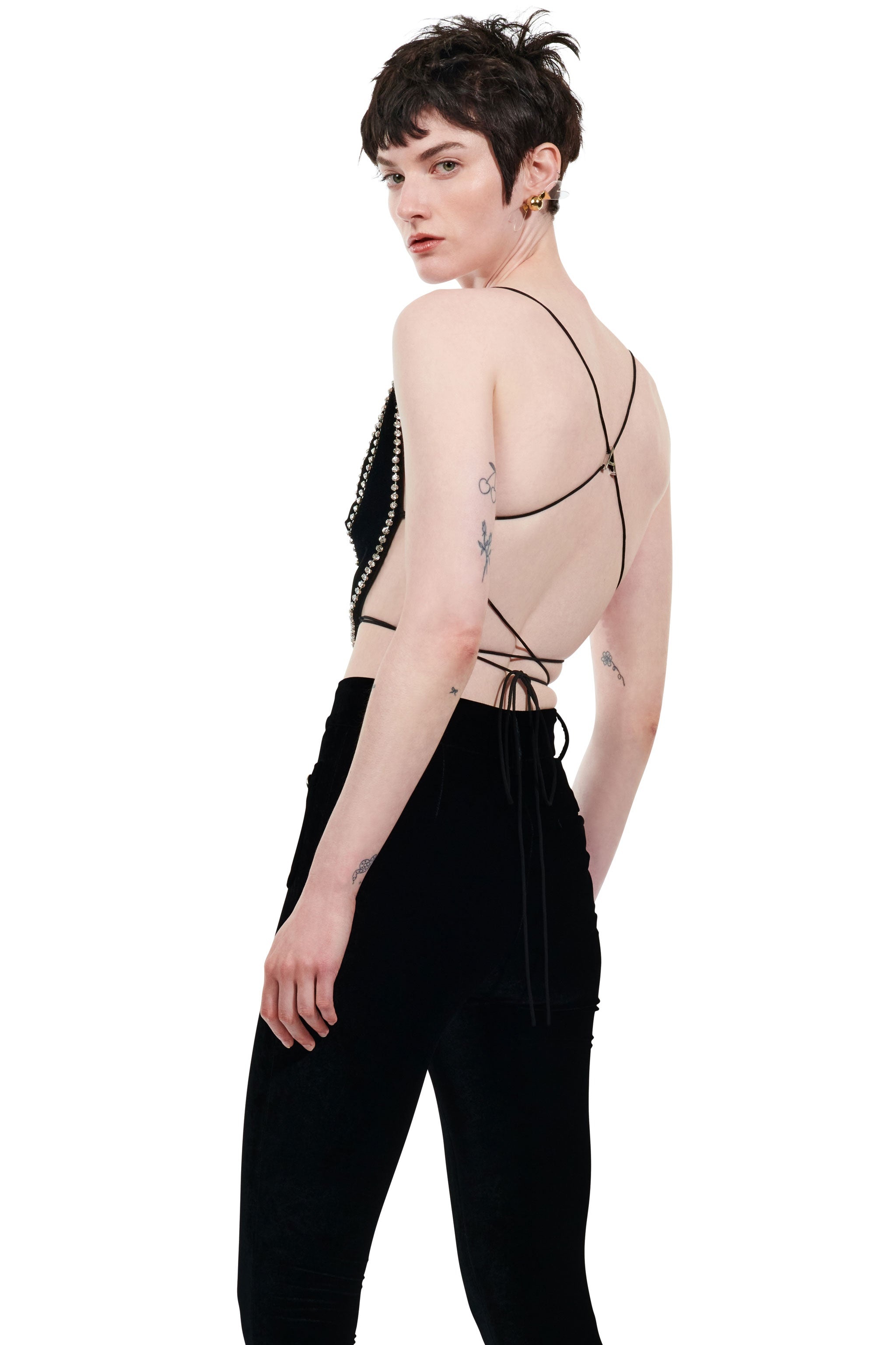 VELVET CRYSTAL TRIM BANANA TOP - 2