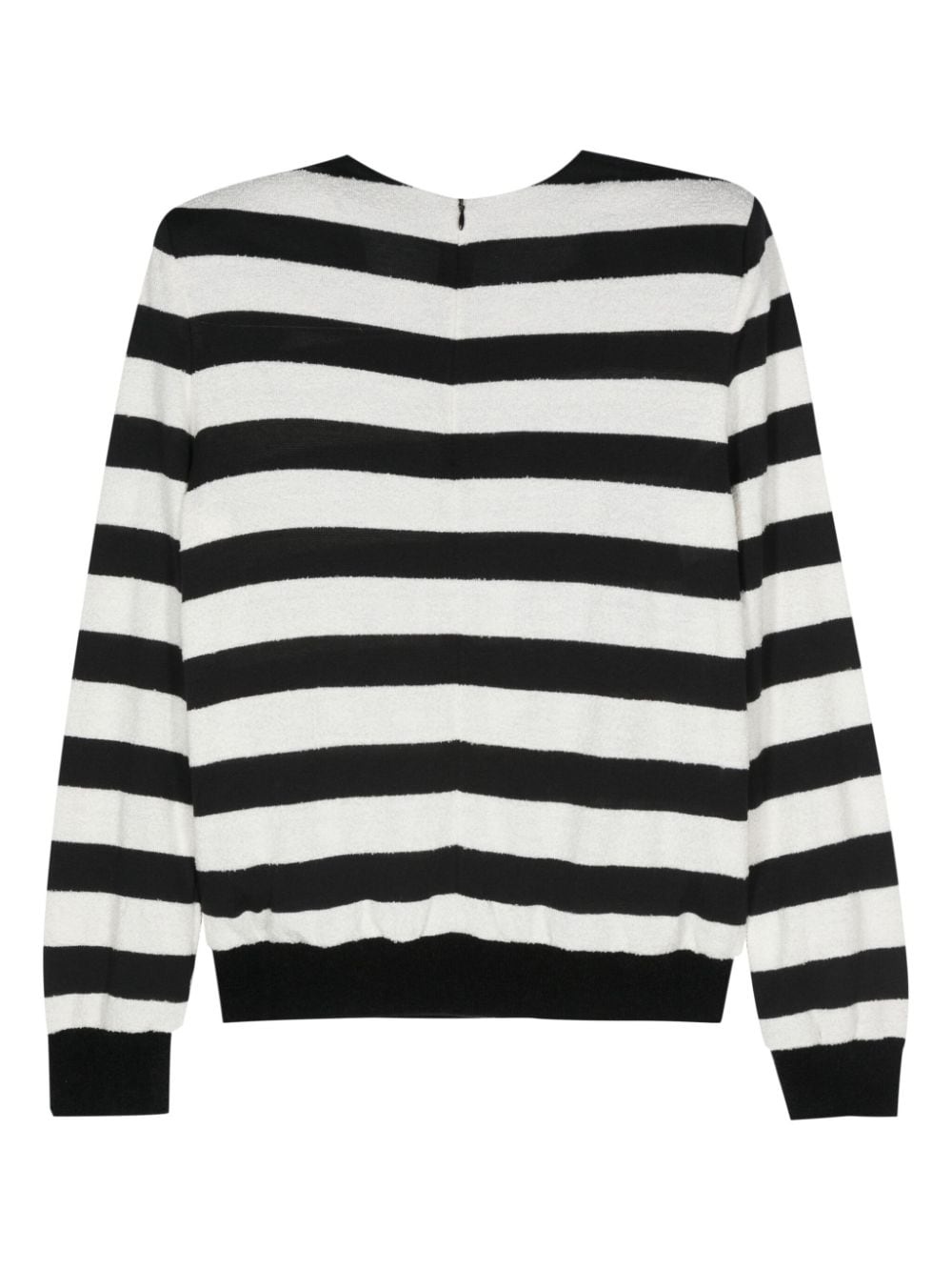 embossed-button striped jumper - 2