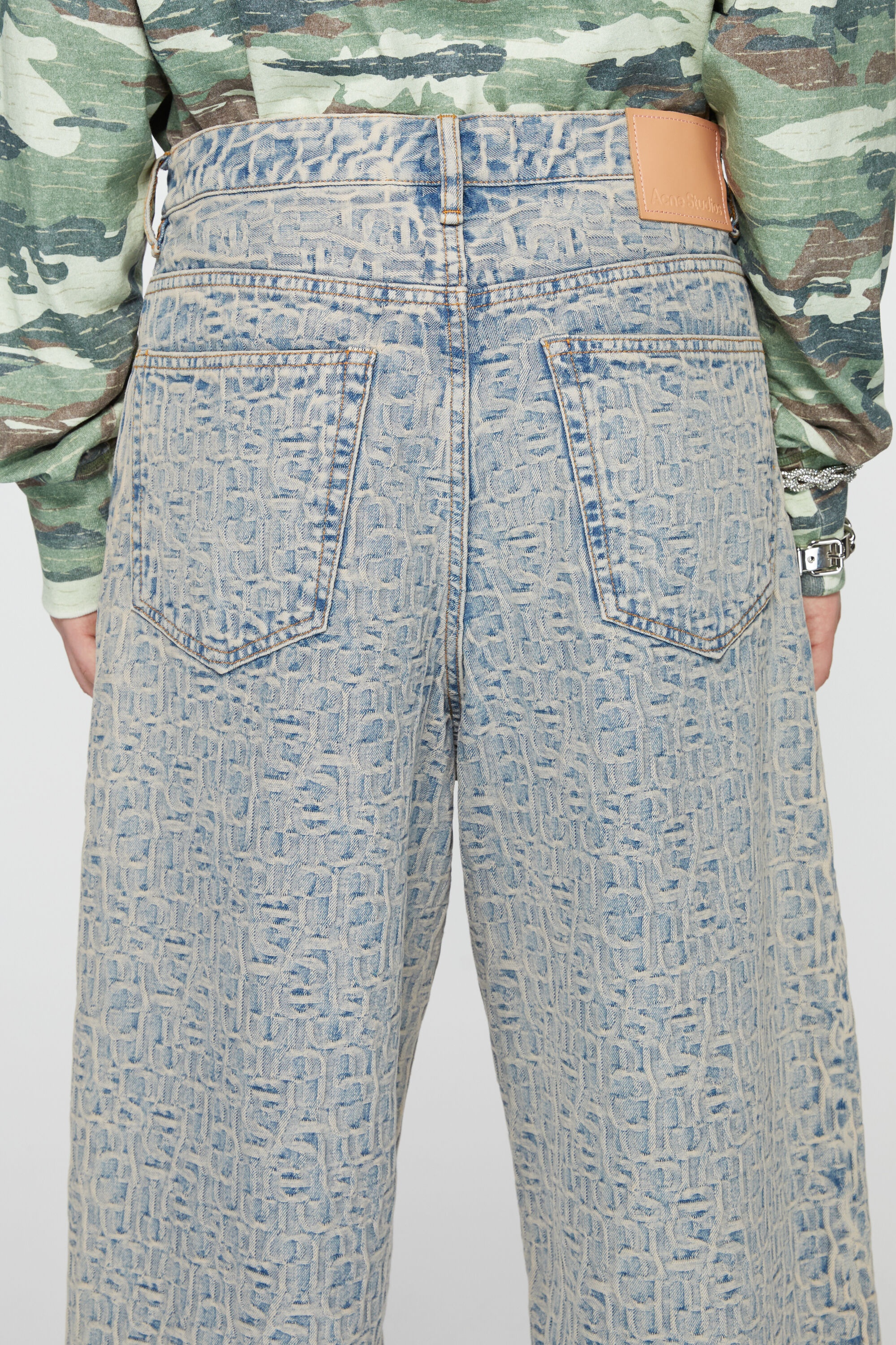 Monogram denim shorts - Loose fit - Blue/beige - 5