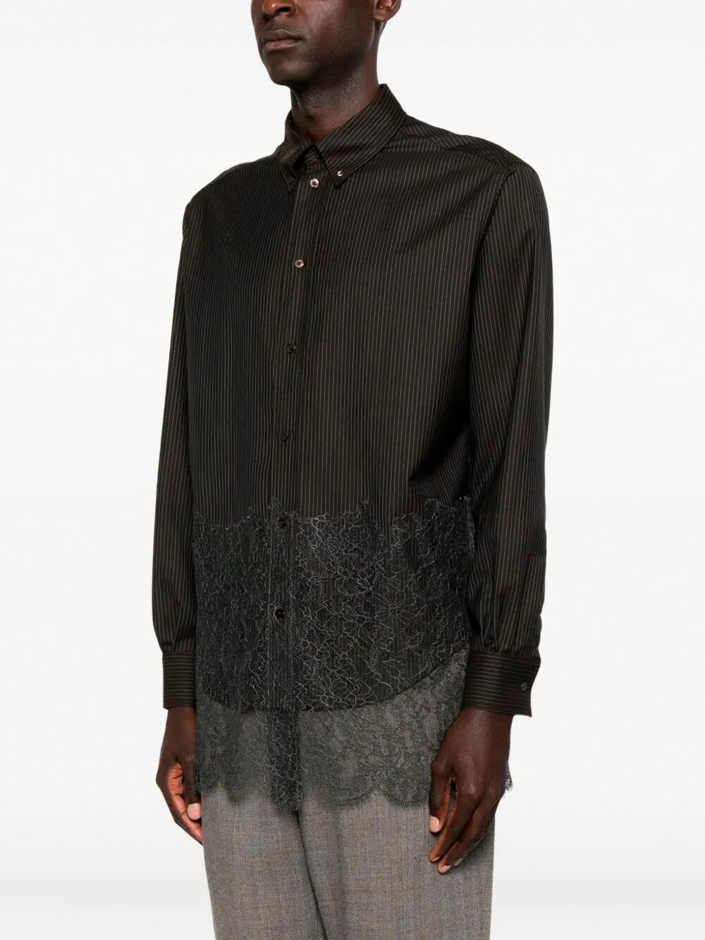 Wool Shirt With Stripes And Lace - 4
