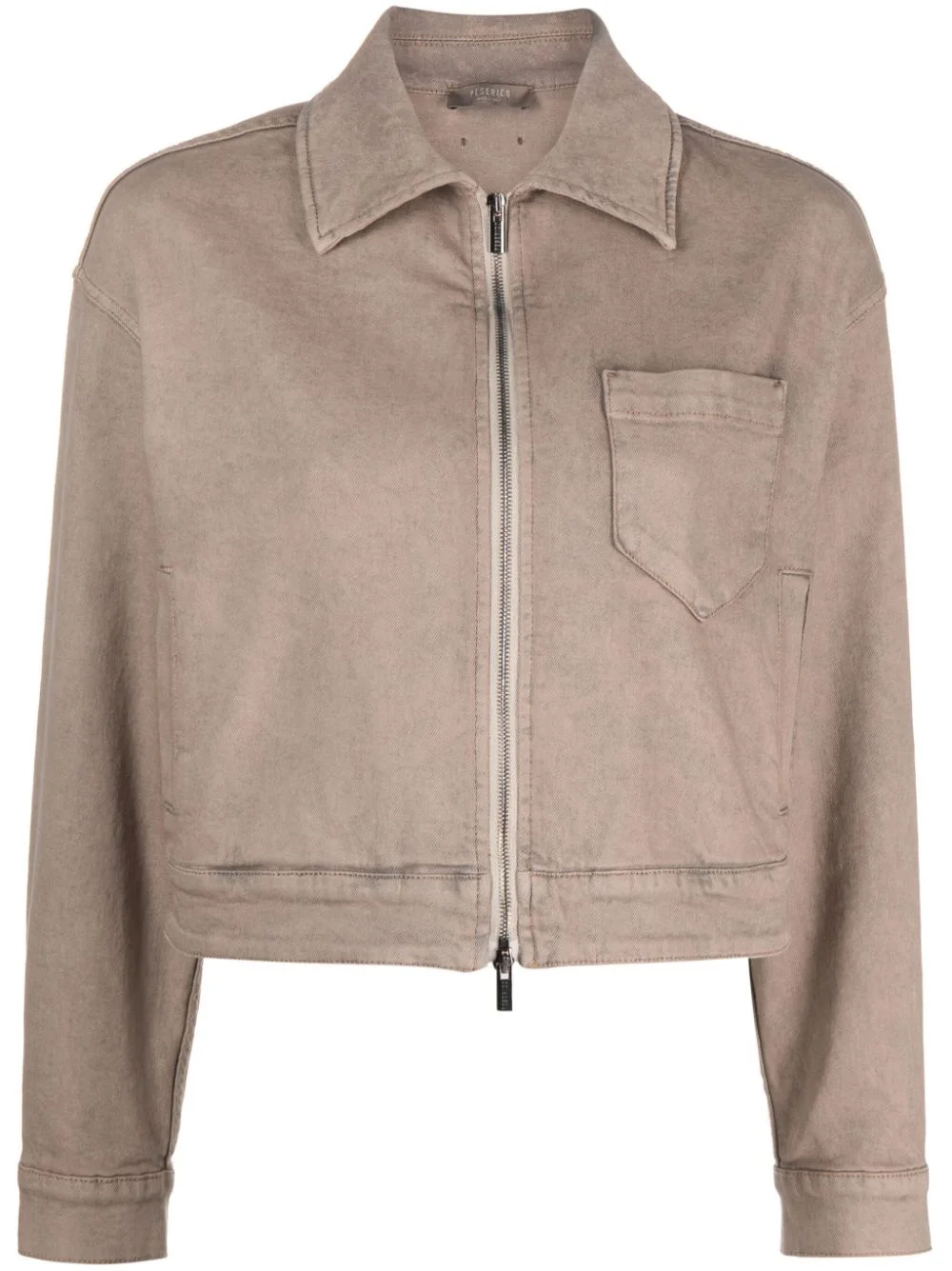 cropped zip-up denim jacket - 1