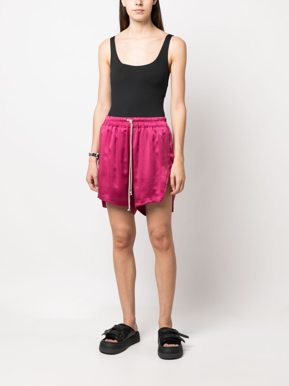 drawstring-waist silk shorts - 2
