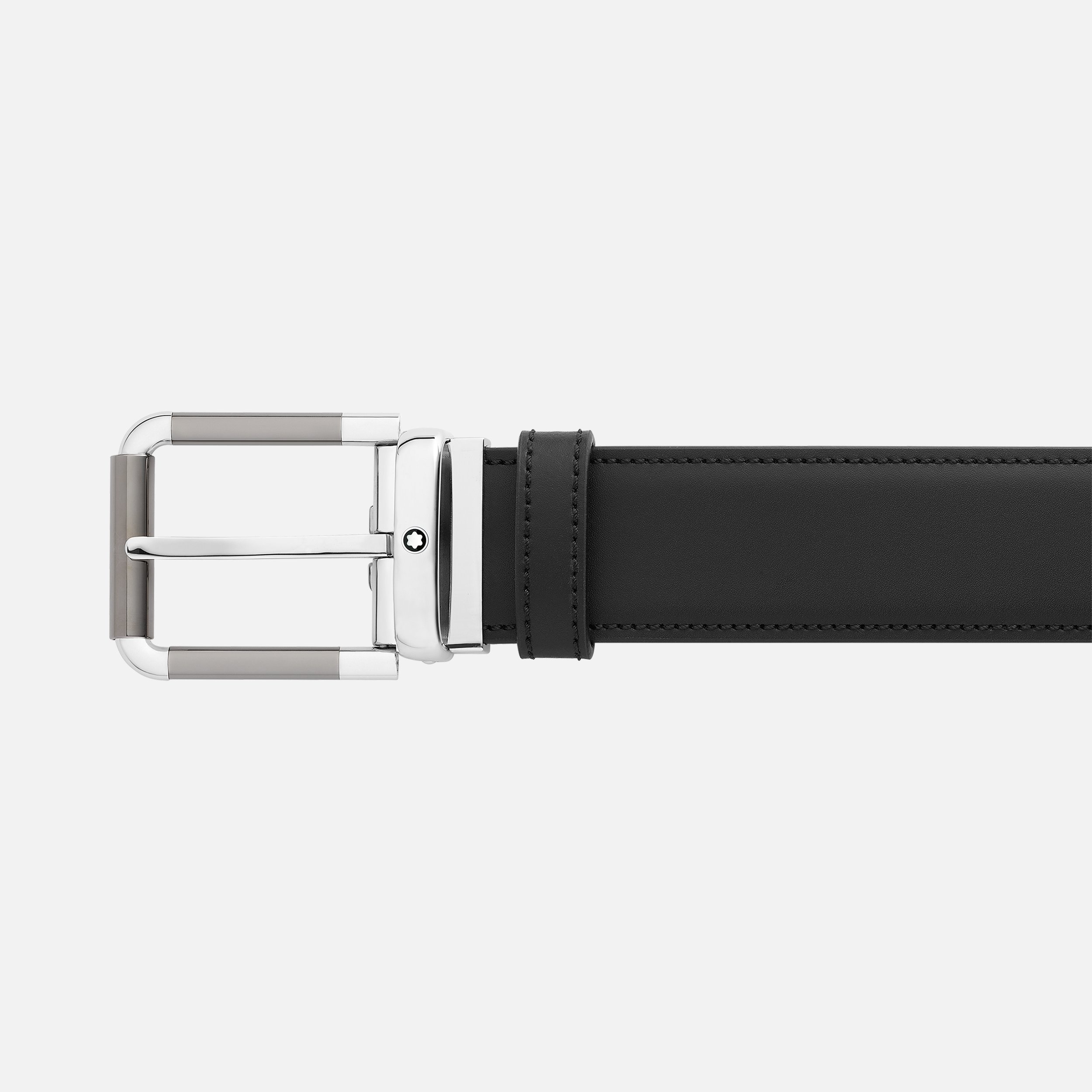 Black/blue 35 mm reversible leather belt - 2