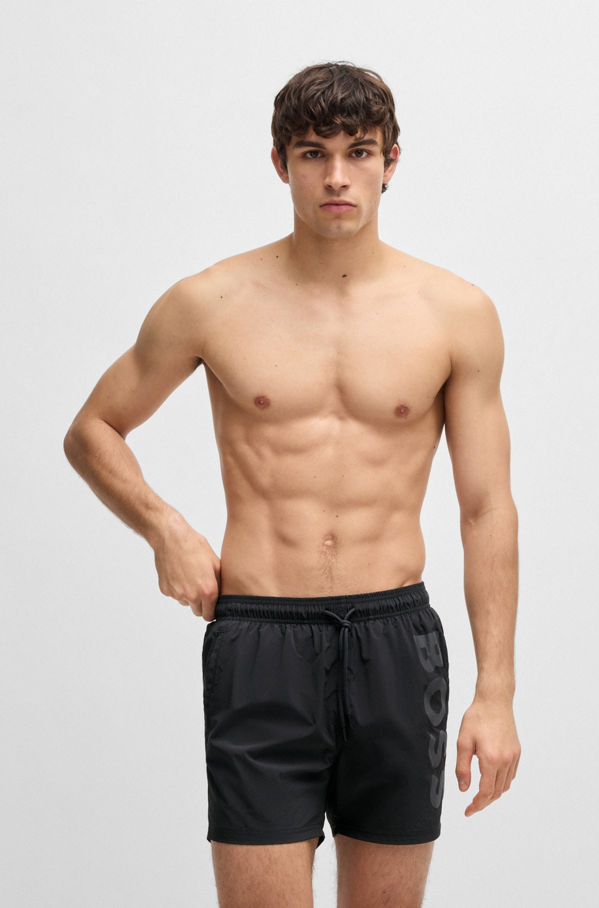 CONTRAST-LOGO SWIM SHORTS IN QUICK-DRYING FABRIC - 2