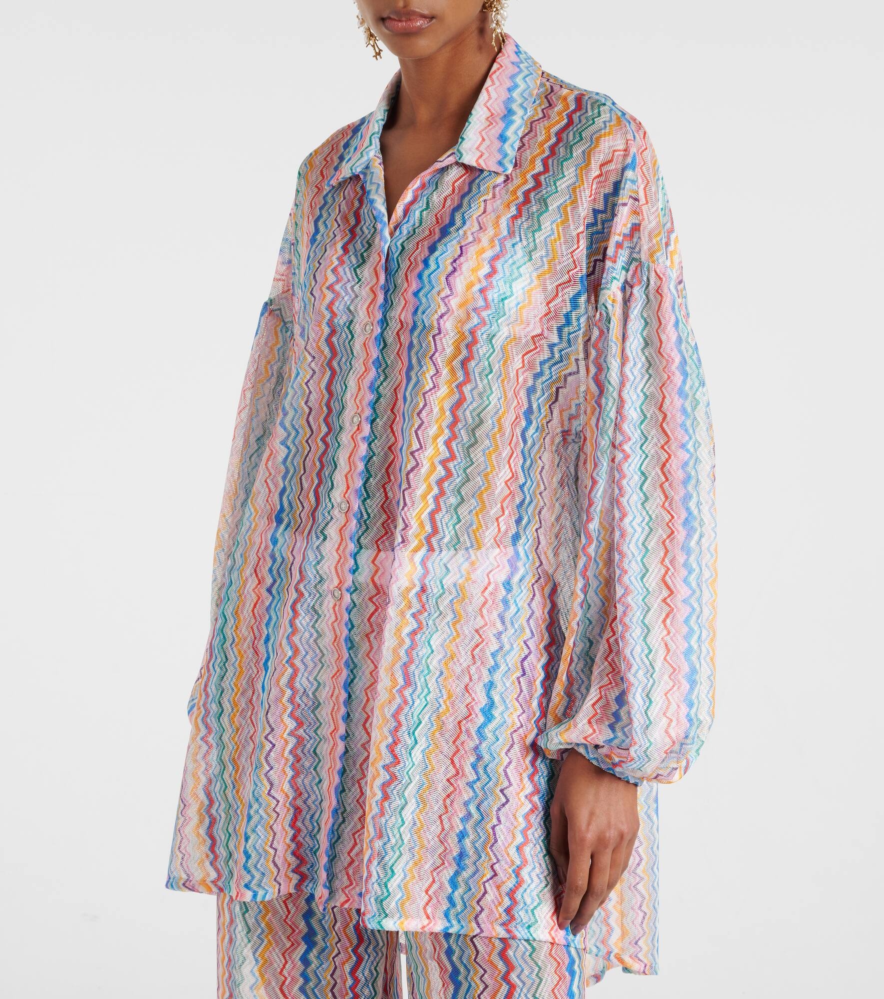Zigzag sheer oversized shirt - 6