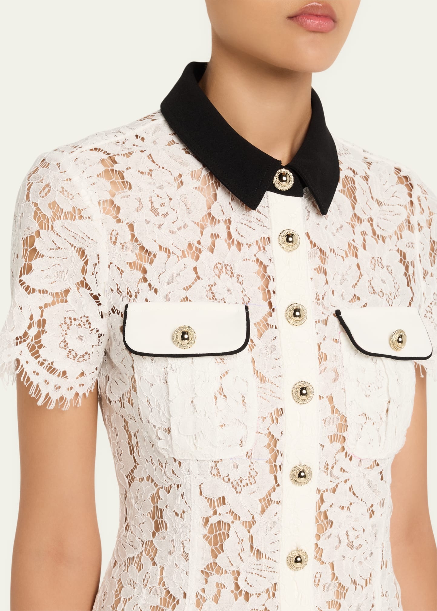 Floral Lace Mini Shirtdress - 5
