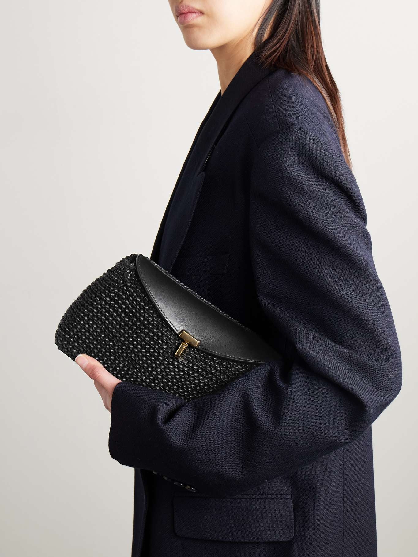 T-Lock woven leather clutch Black - 2